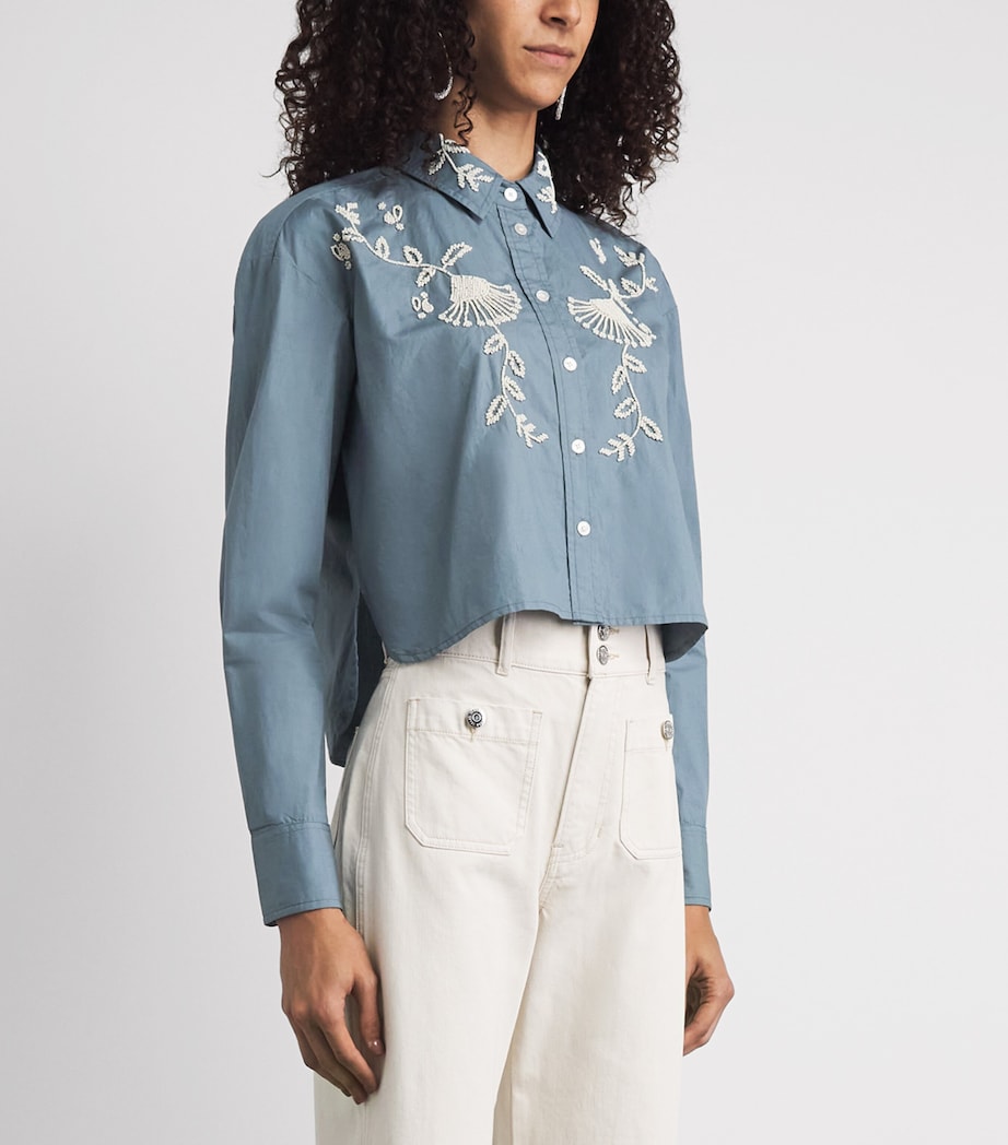 Veronica Beard Womens Beaded Aderes Shirt Blue Steel Image 4