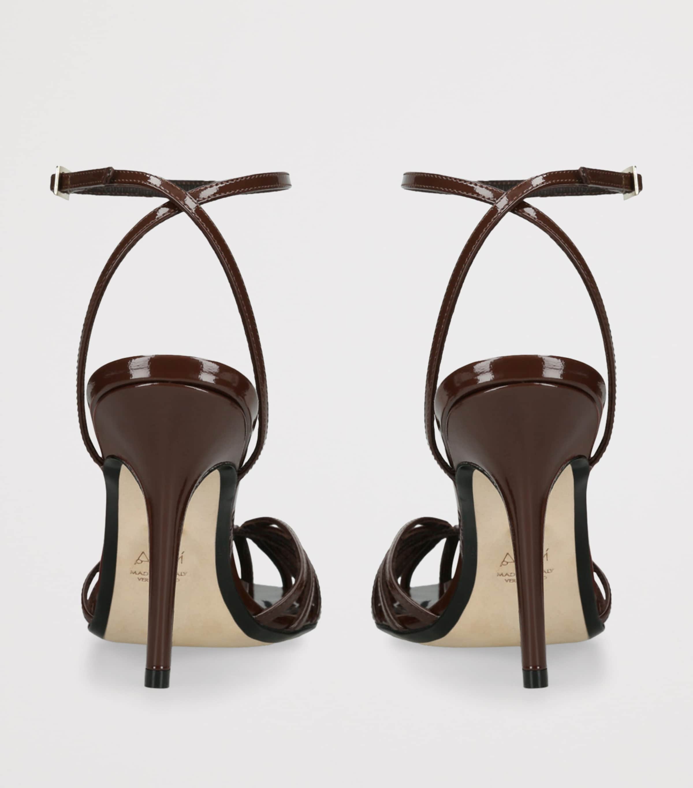 Alevì Patent Leather Blake Heeled Sandals 95 Dark Brown Image 2