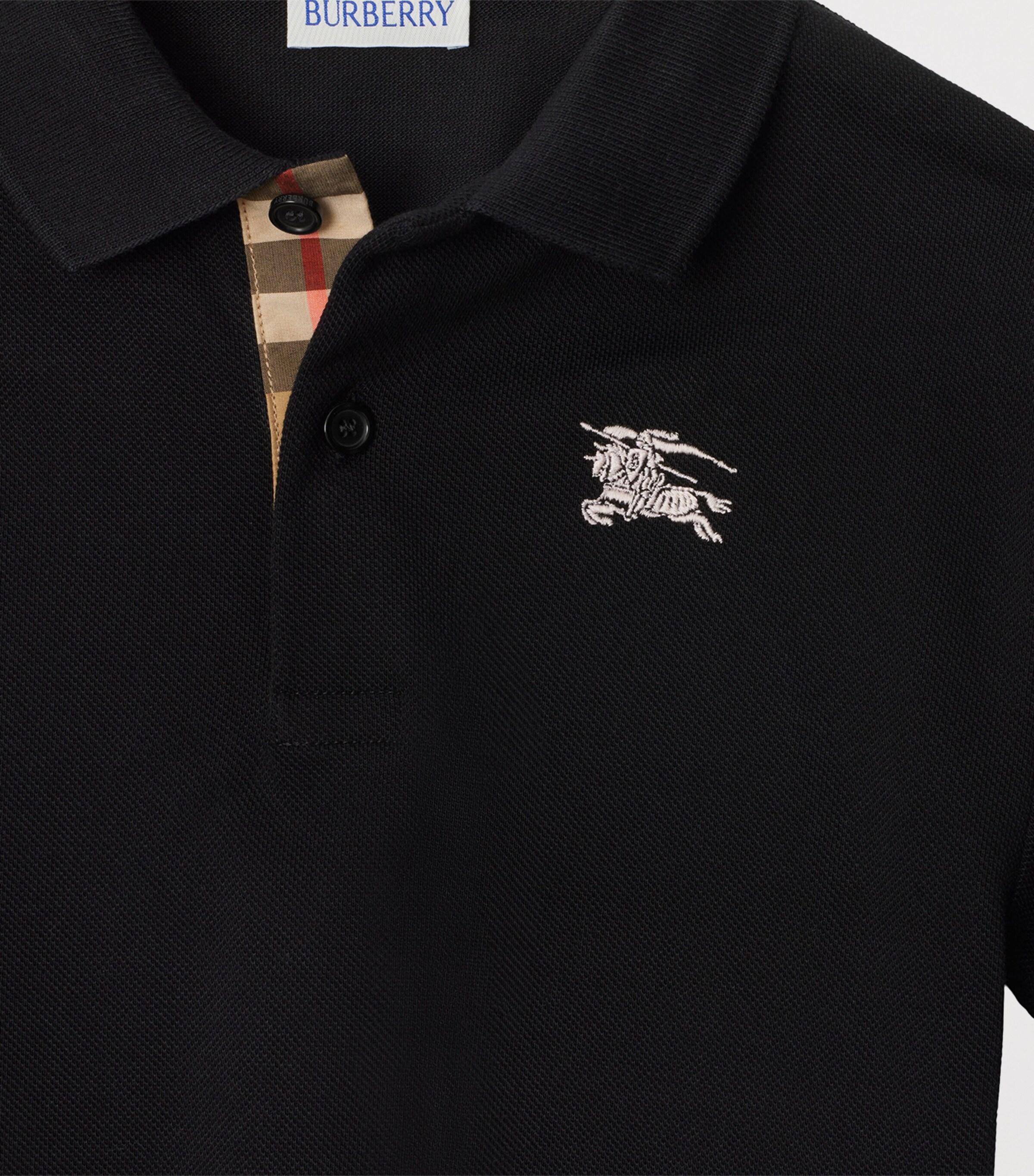Burberry Kids Cotton EKD Polo Shirt (3-12 Years) Black Image 3