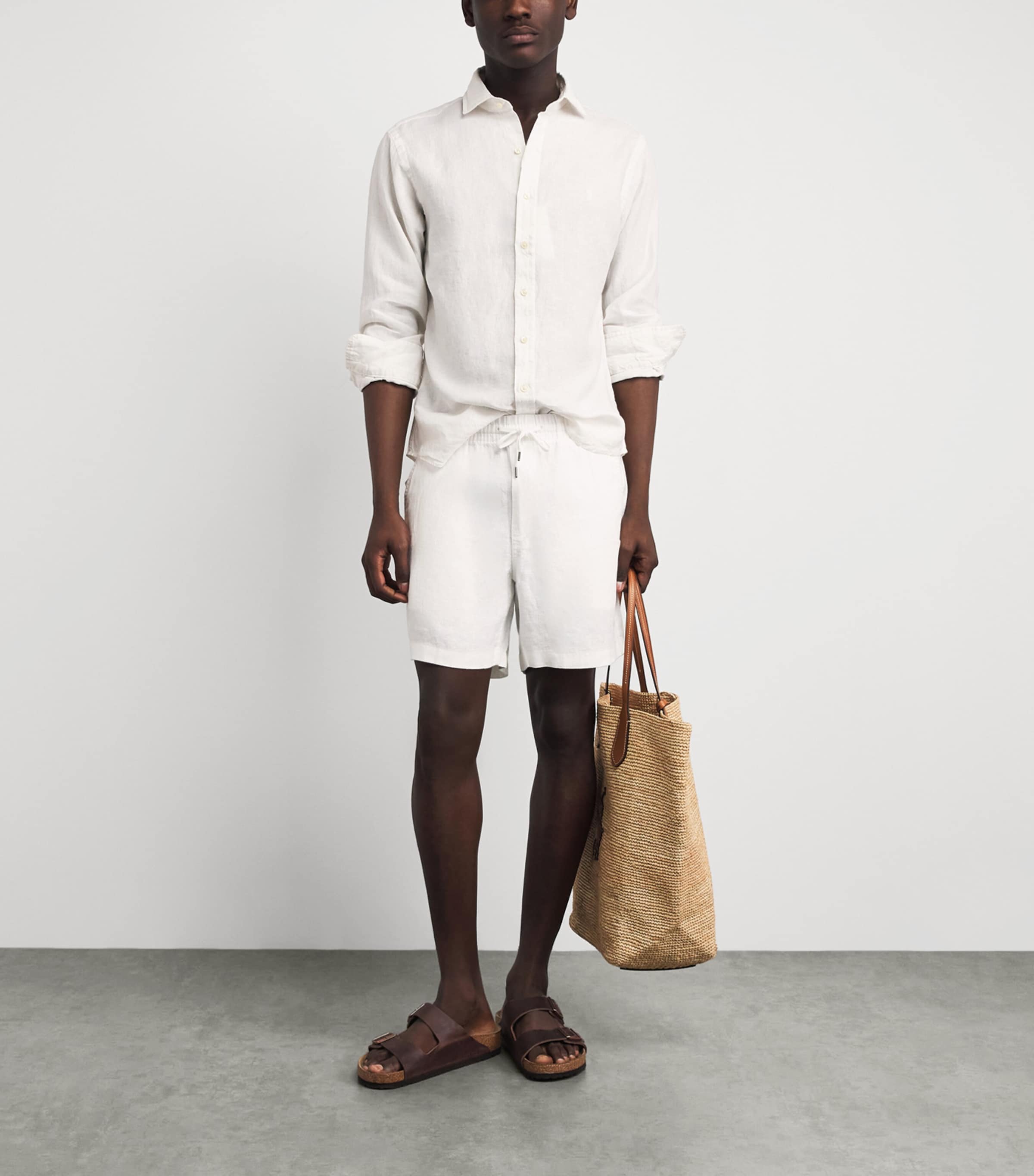Polo Ralph Lauren Mens Linen Polo Pony Shirt Deckwash White Image 2