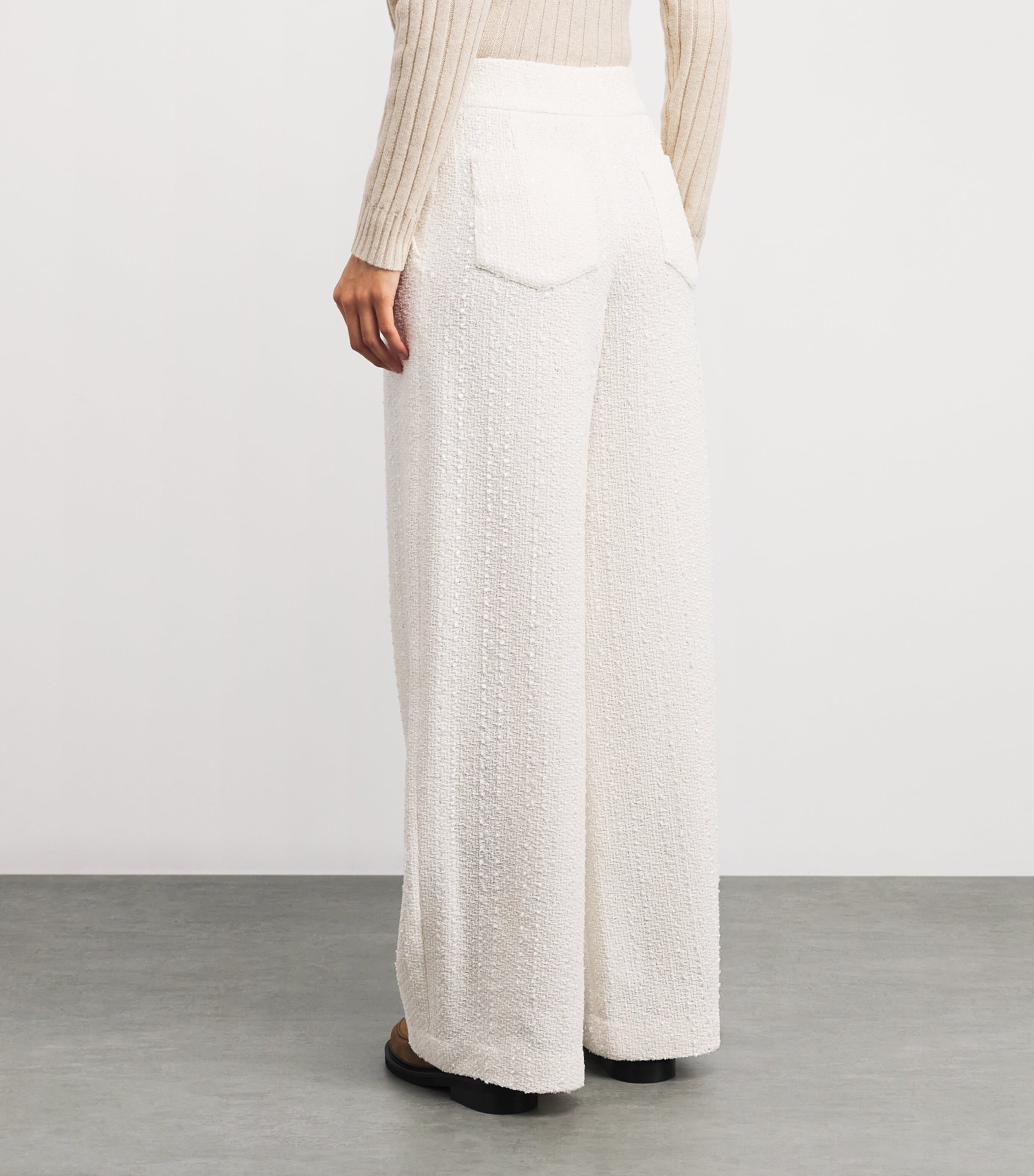 Tweed Belted Wide-Leg Trousers ECRU Image 4