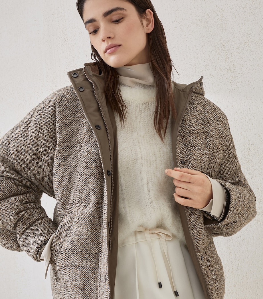 Down-Wool-Silk-Blend Hooded Jacket C6286 Image 4