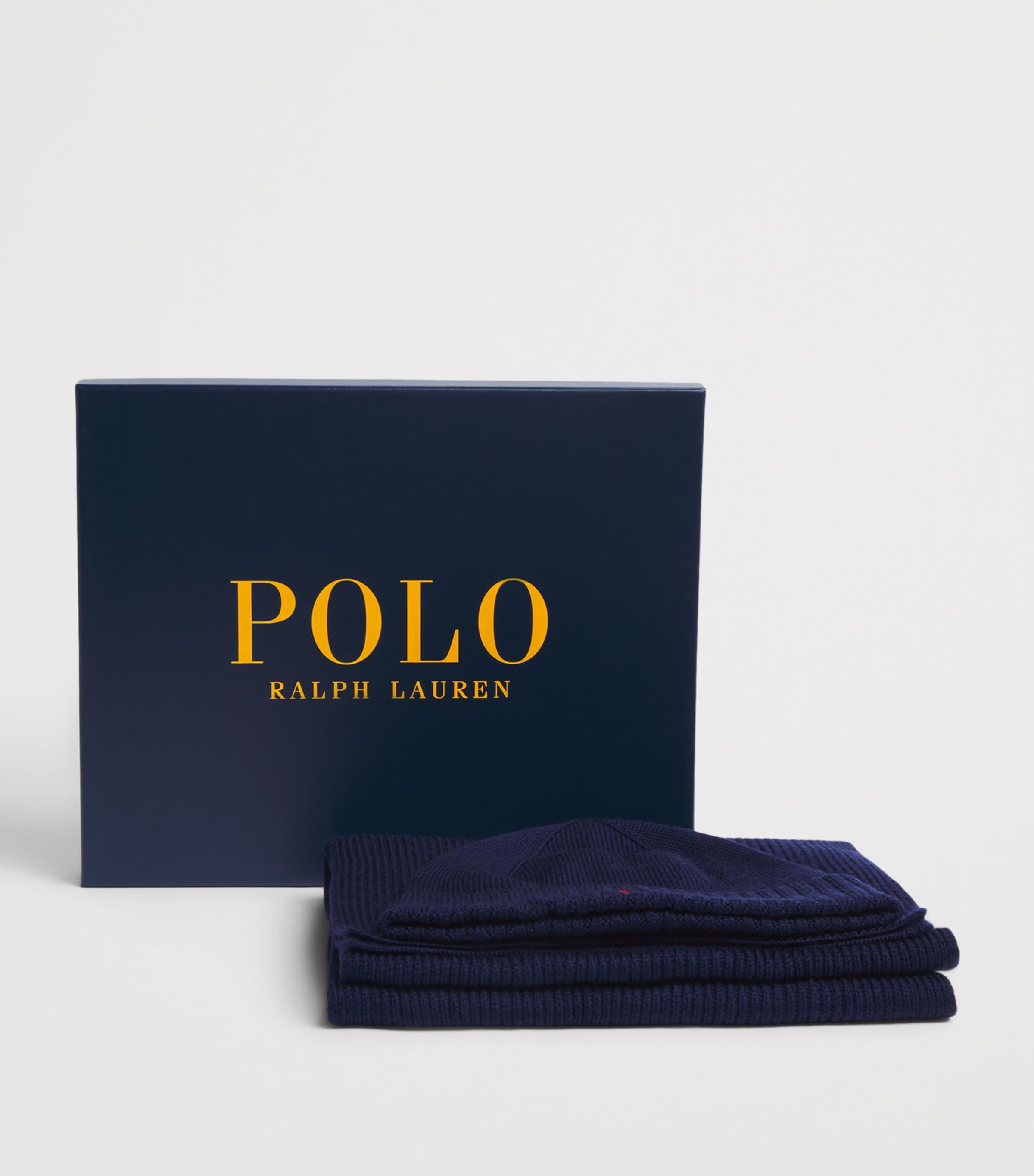 Polo Ralph Lauren Wool Polo Pony Beanie and Scarf Gift Set Hunter Navy Image 2