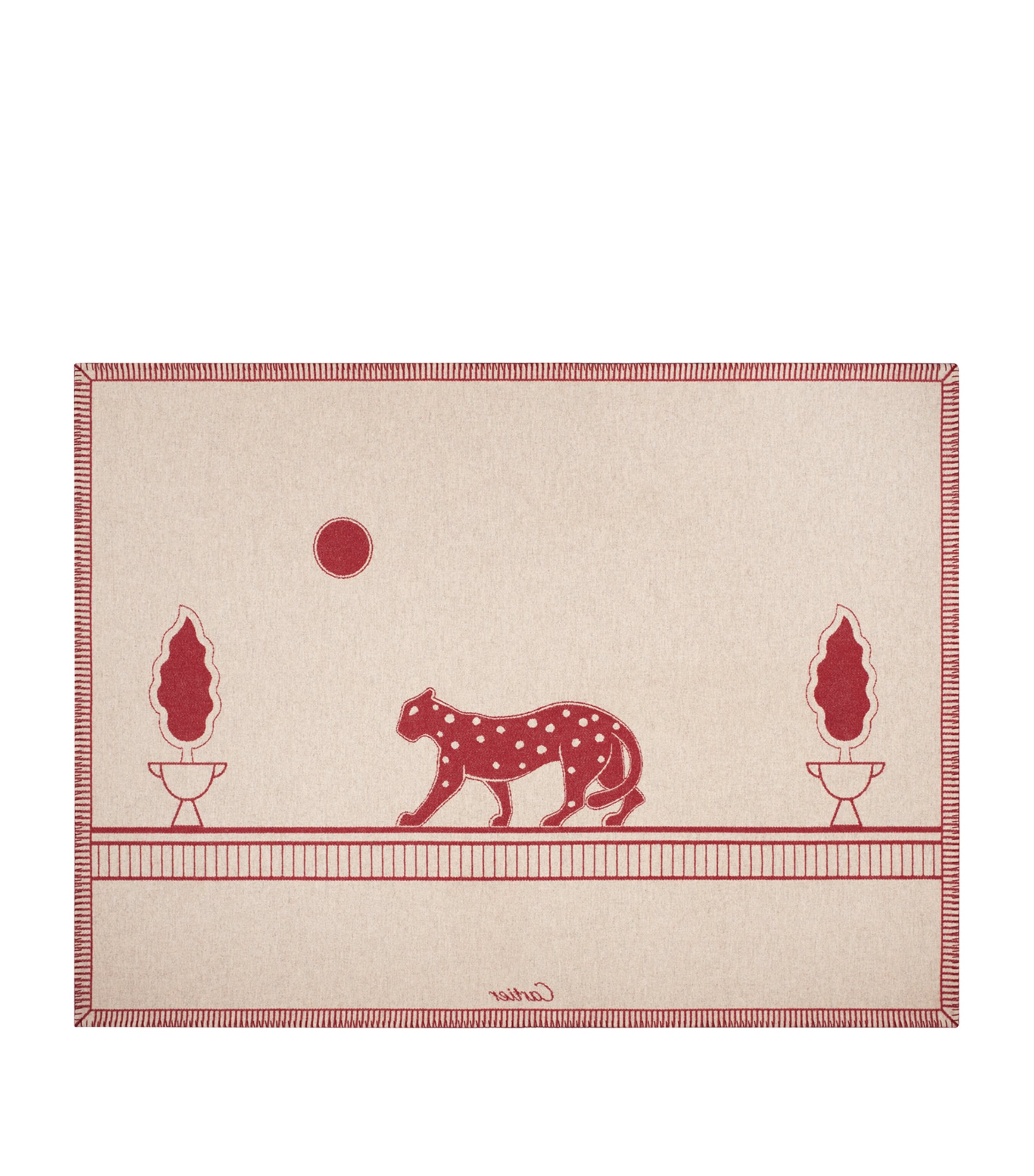 Cartier Merino Wool-Cashmere Panthère de Cartier Blanket (190cm x 140cm) Red Image 3