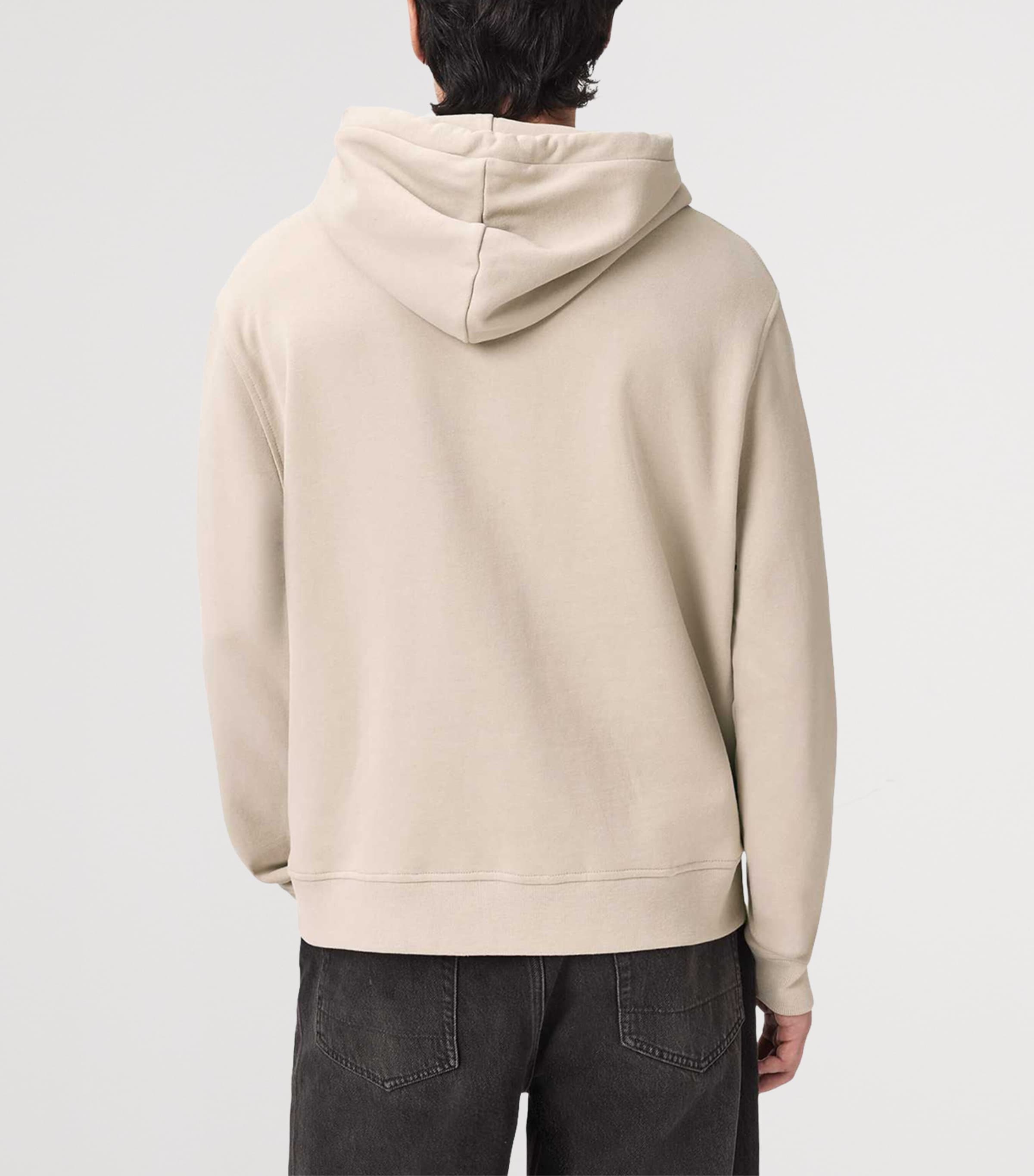 AllSaints Mens Organic-Recycled Cotton Asher Hoodie Sandstone Brown Image 4