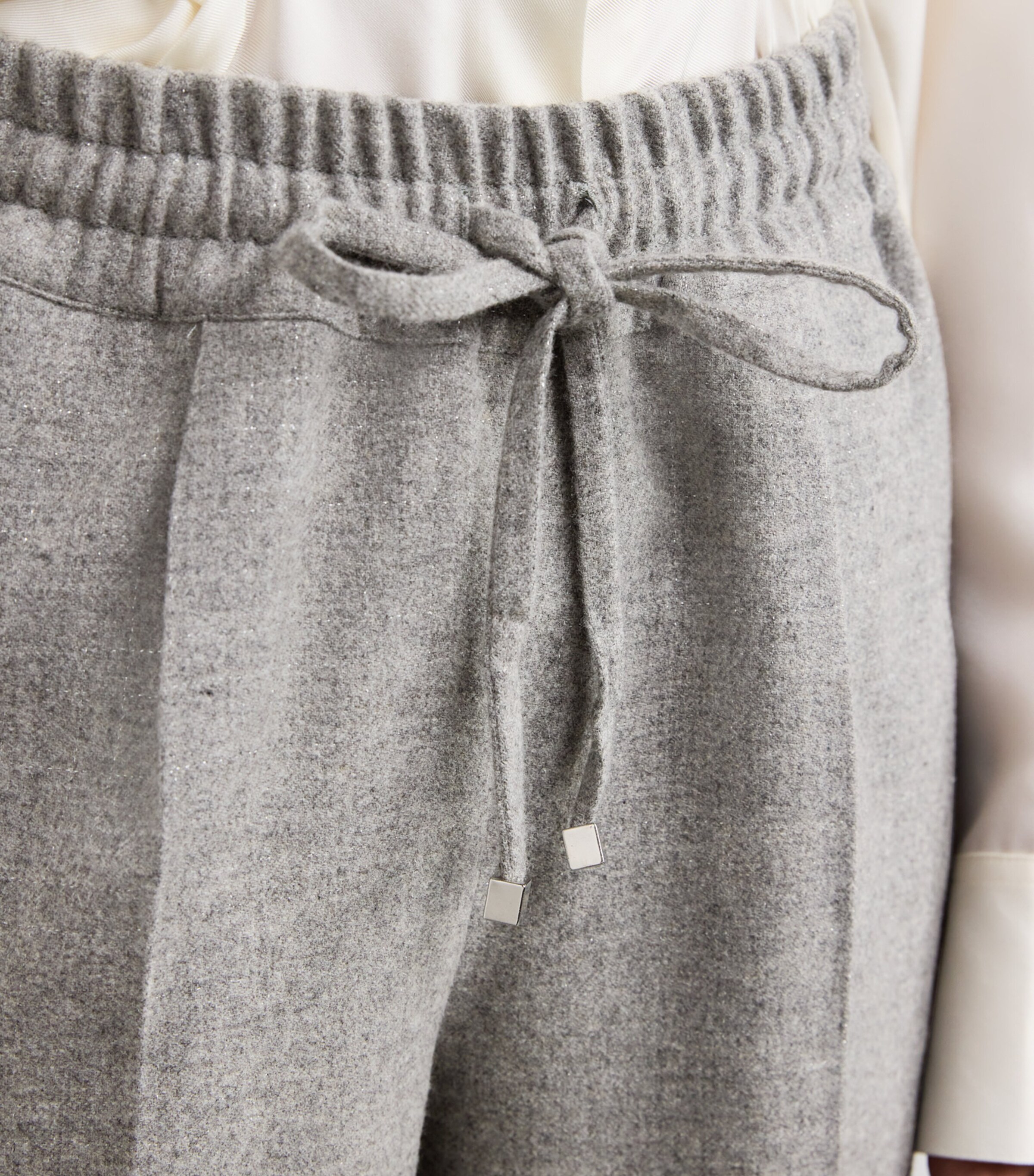 Kiton Womens Virgin Wool-Cashmere Shimmer Trousers Grey Image 6