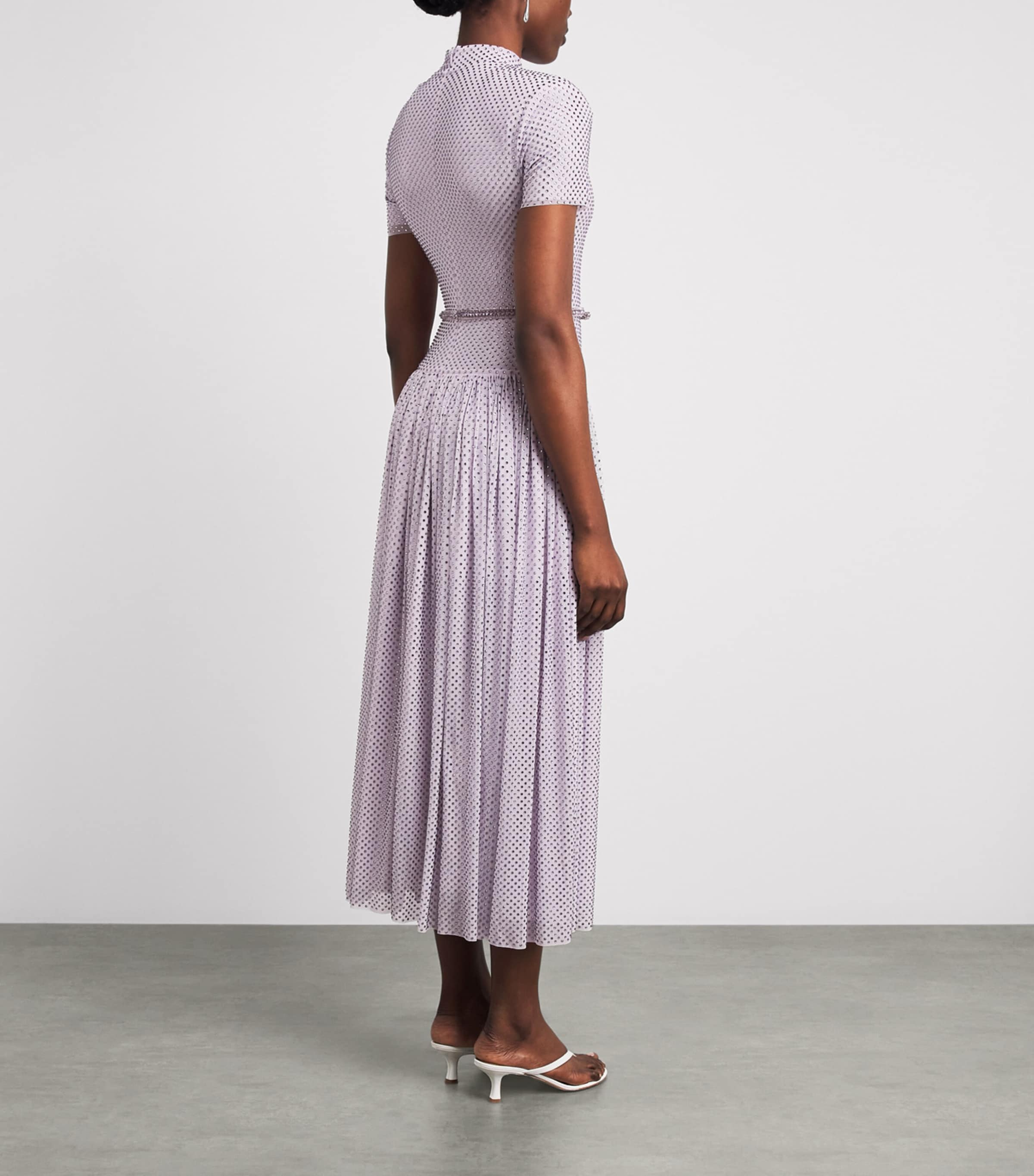 Self-Portrait Womens Embellished Midi Dress Lilac Image 4