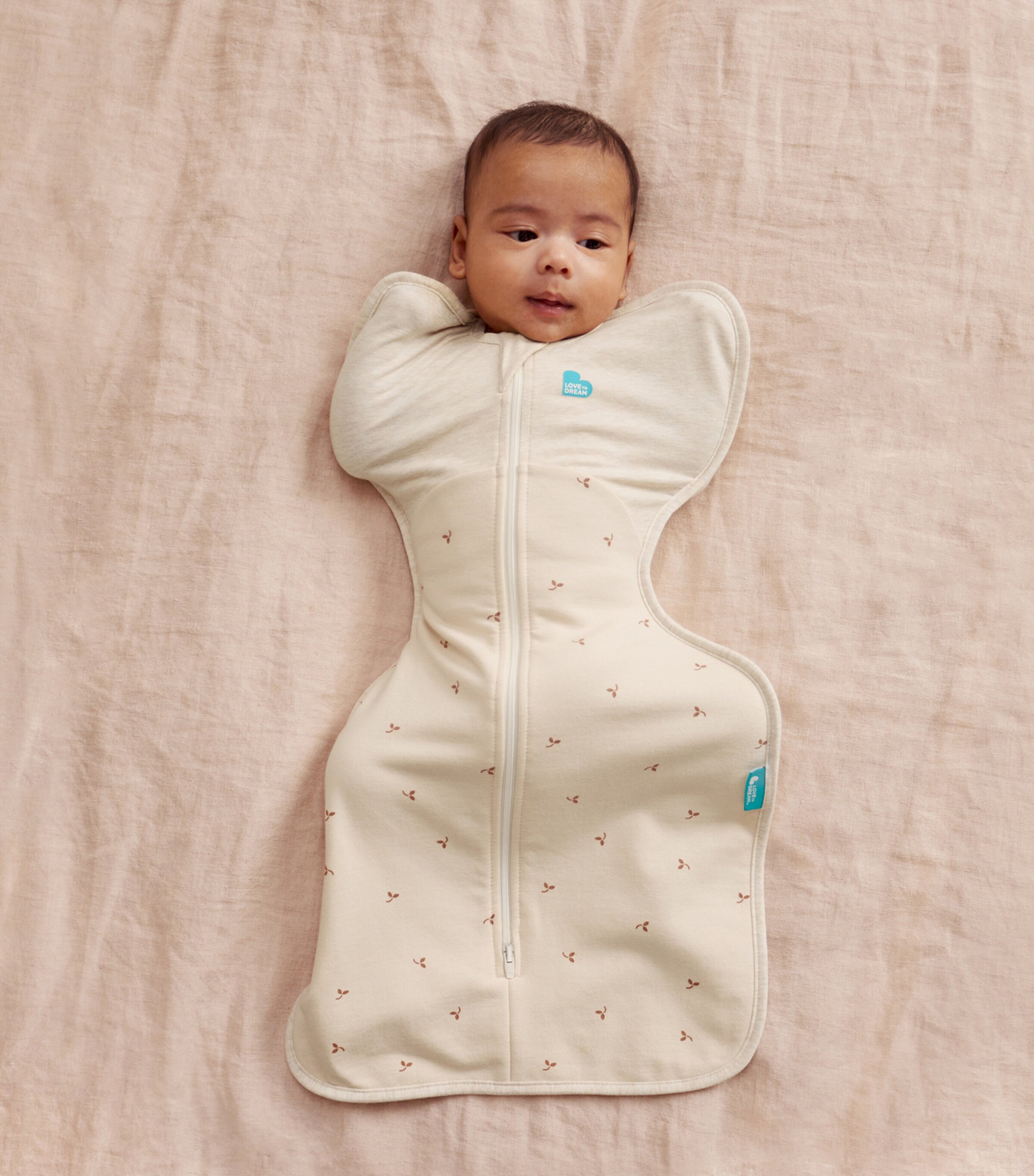 1.5 Tog Stretch-Cotton Twigs Swaddle (Newborn) OATMEAL Image 2