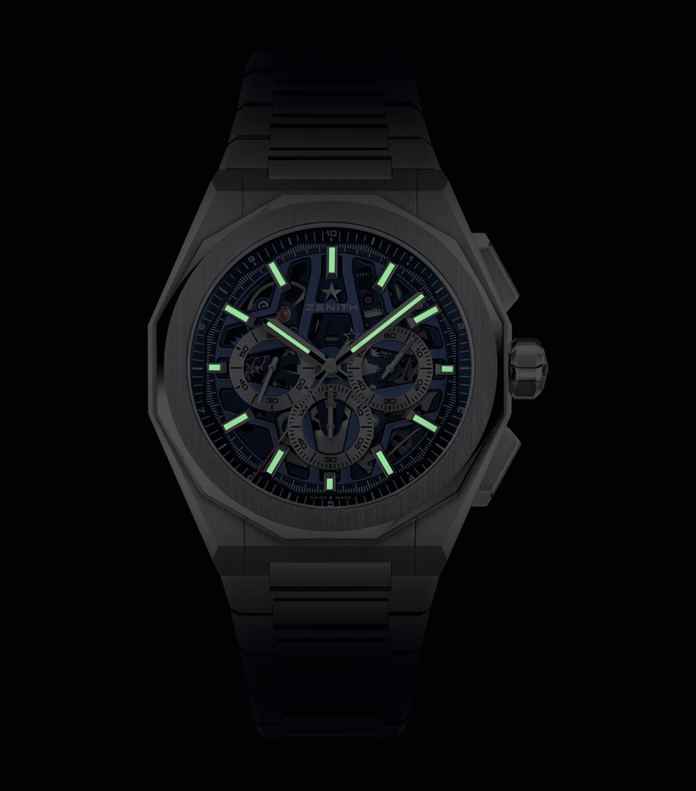 Stainless Steel Defy Skyline Skeleton Watch 41mm BLUE Image 4