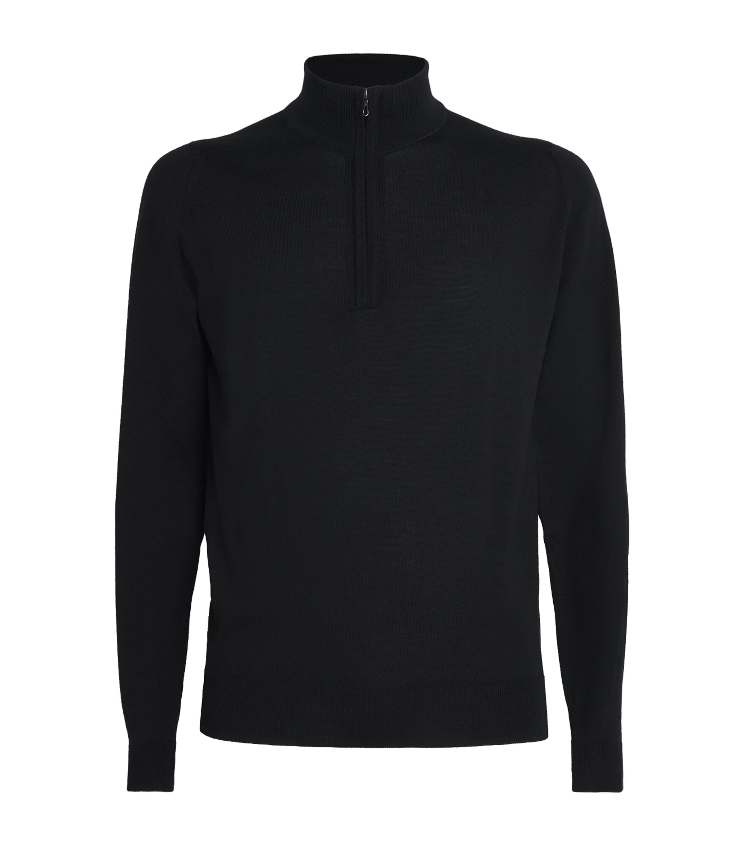 John Smedley Extra Fine Merino Wool Half-zip Tapton Sweater In Black
