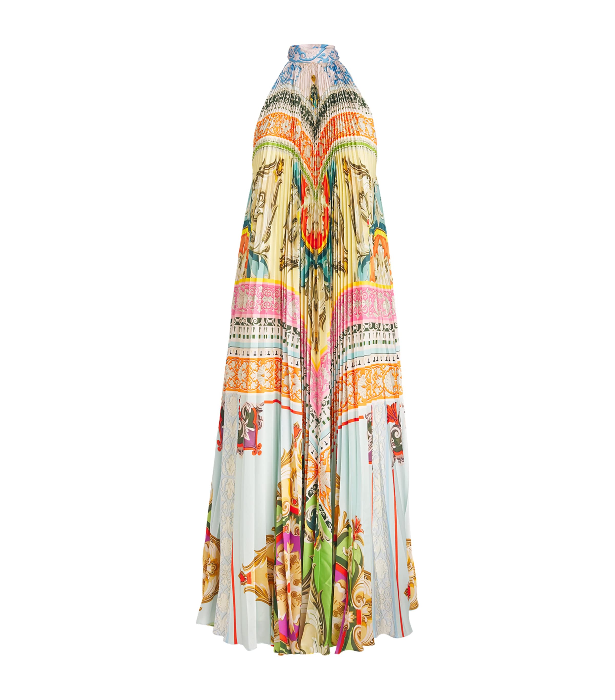 Mary Katrantzou Satin Pleated Nimbus Maxi Dress