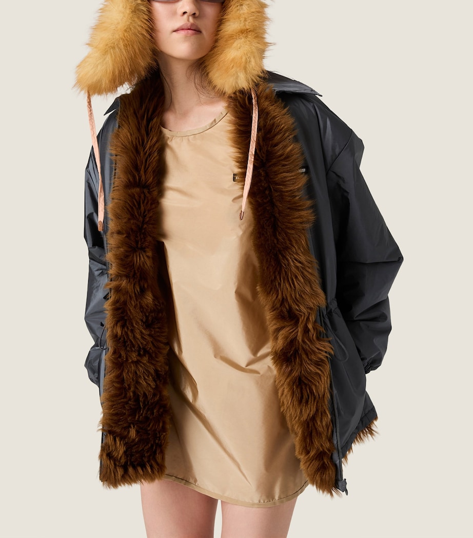 Miu Miu Womens Technical Fabric Mini Dress Brown Image 4
