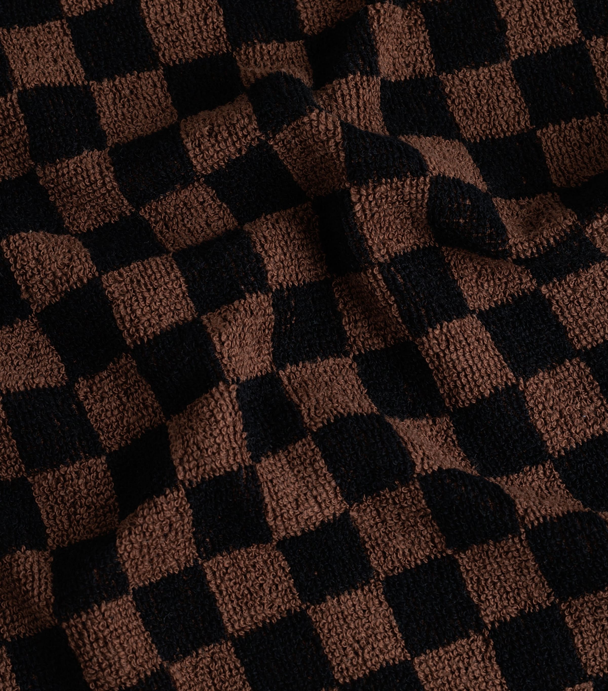 Set of 4 Organic Cotton Check Quill Facecloths (30cm x 30cm) TABAC & NOIR Image 3