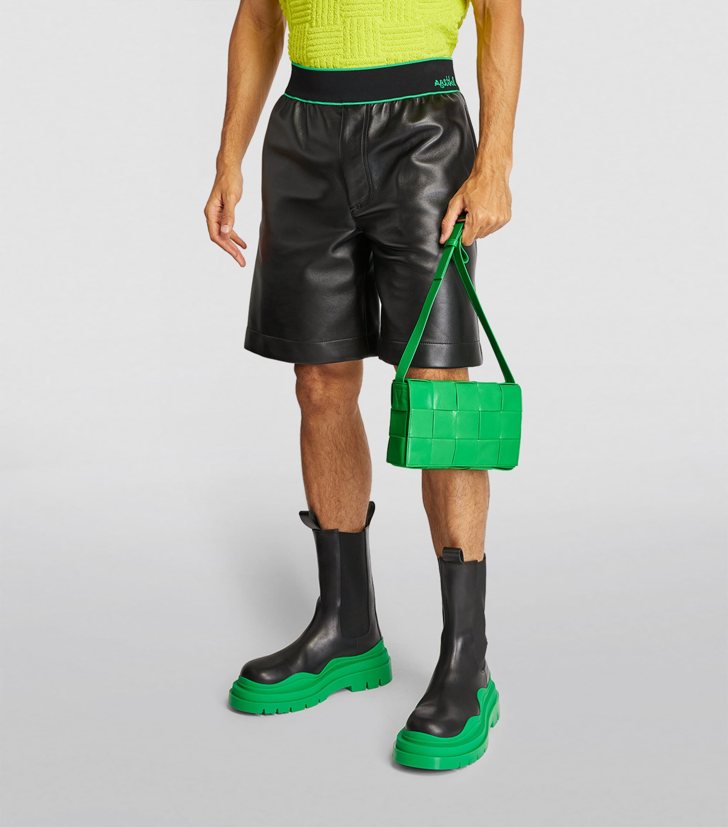 Leather Intreccio Cassette Cross-Body Bag PARAKEET-SILVER Image 5