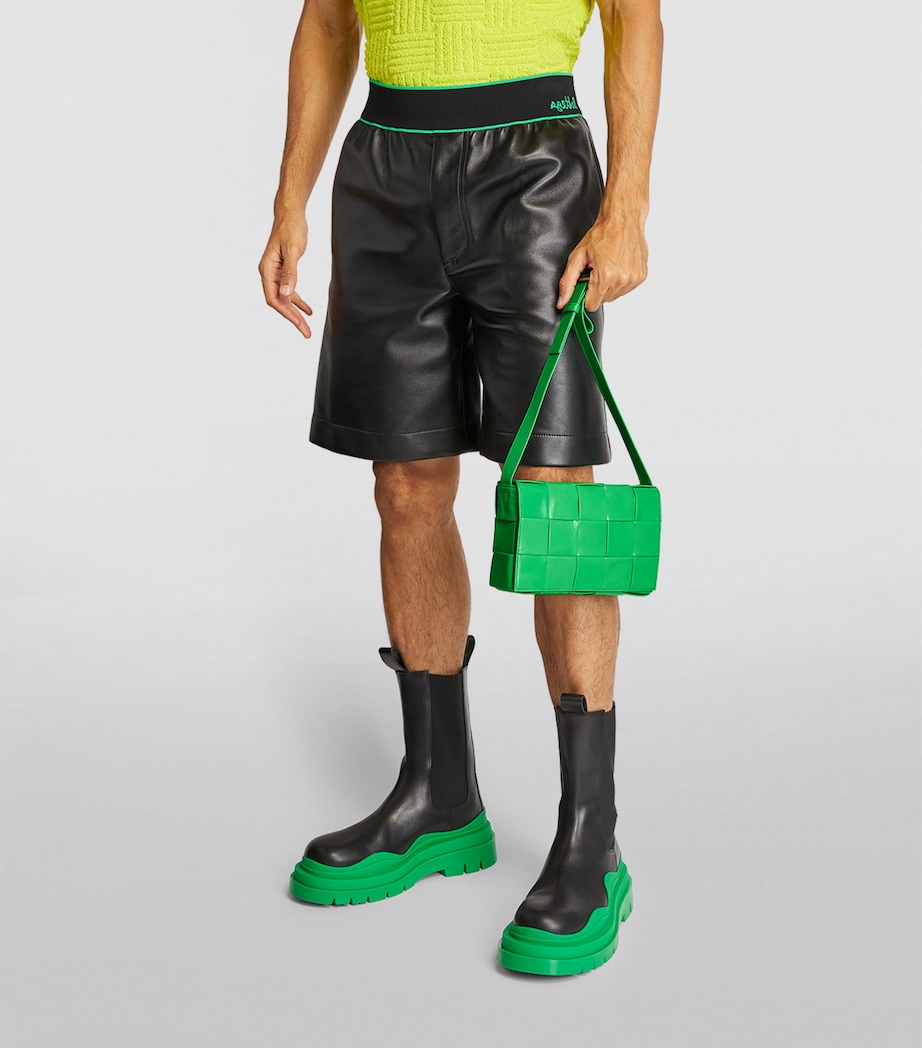 Leather Intreccio Cassette Cross-Body Bag PARAKEET-SILVER Image 5