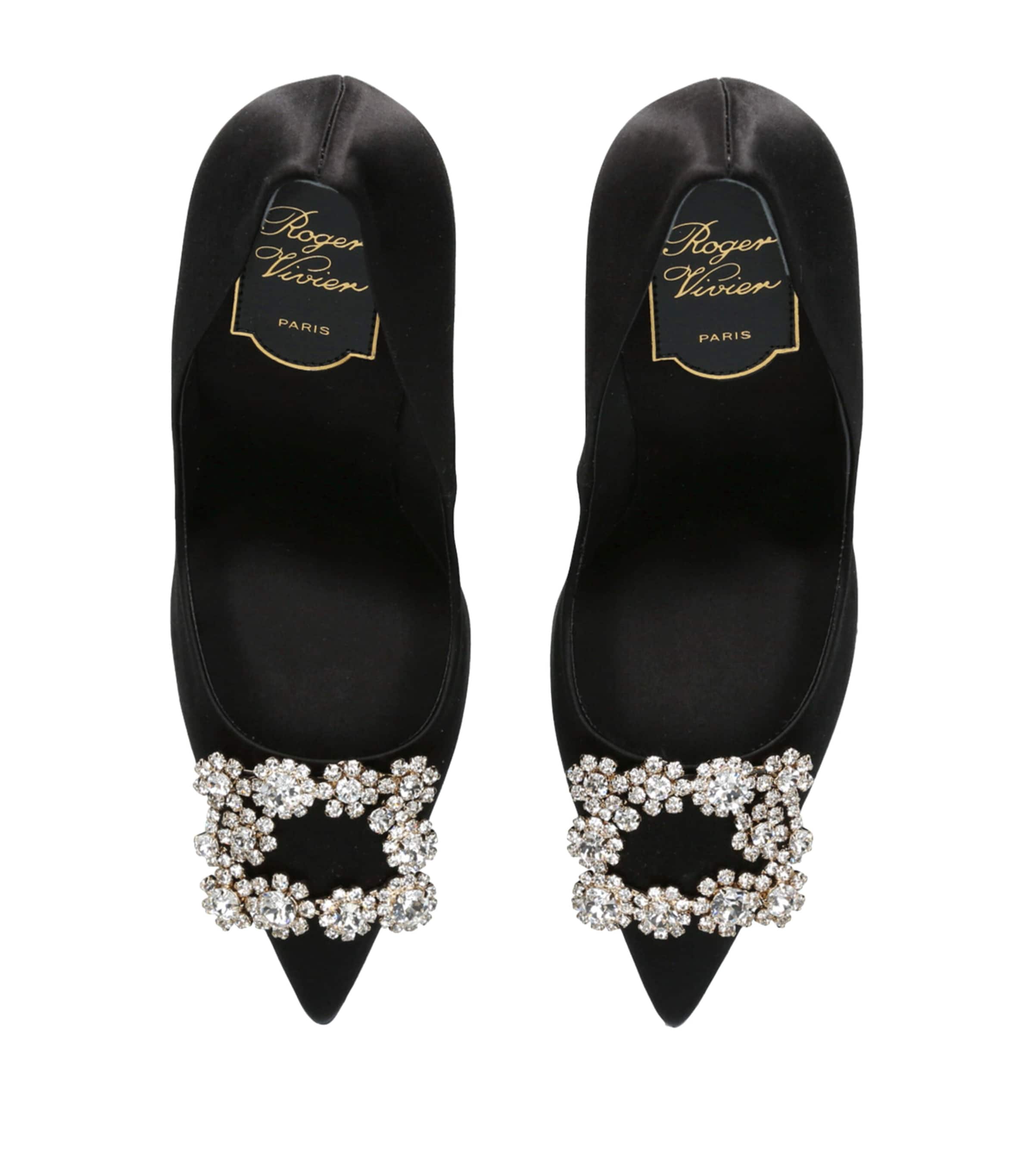 Satin Flower Strass Pumps 100 BLACK Image 4
