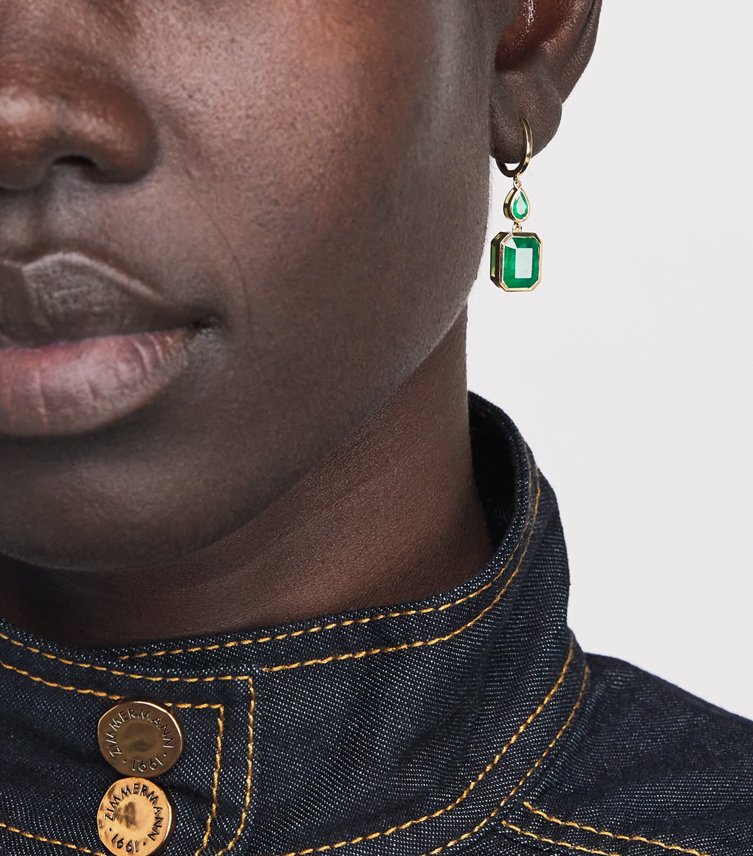 Yellow Gold and Emerald Drop Earrings YELLOW GOLD Image 2