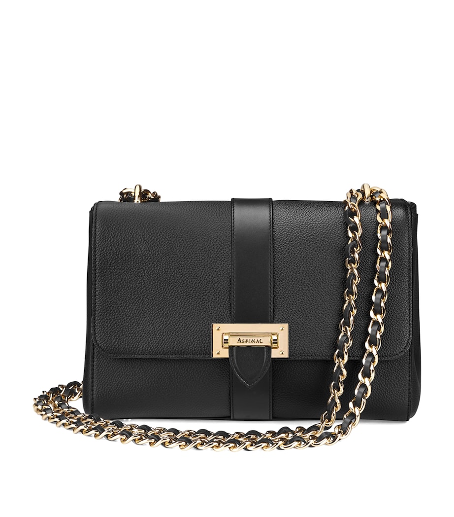 Large Leather Lottie Cross-Body Bag BLACK Image 1
