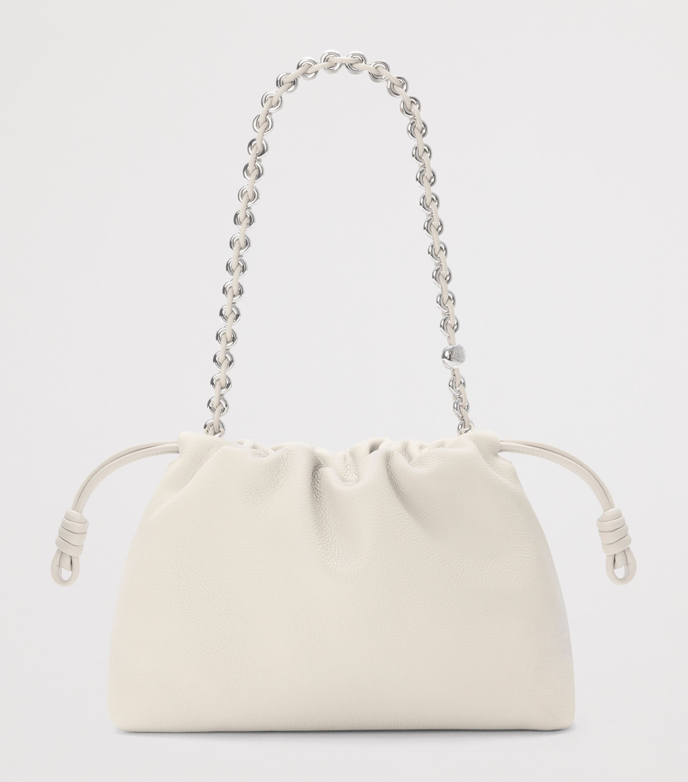 LOEWE Medium Leather Flamenco Purse Soft White Image 5