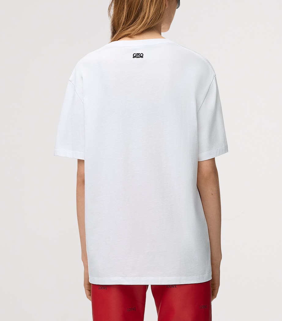 LOEWE Mens Cotton Relaxed Lion T-Shirt White Image 7