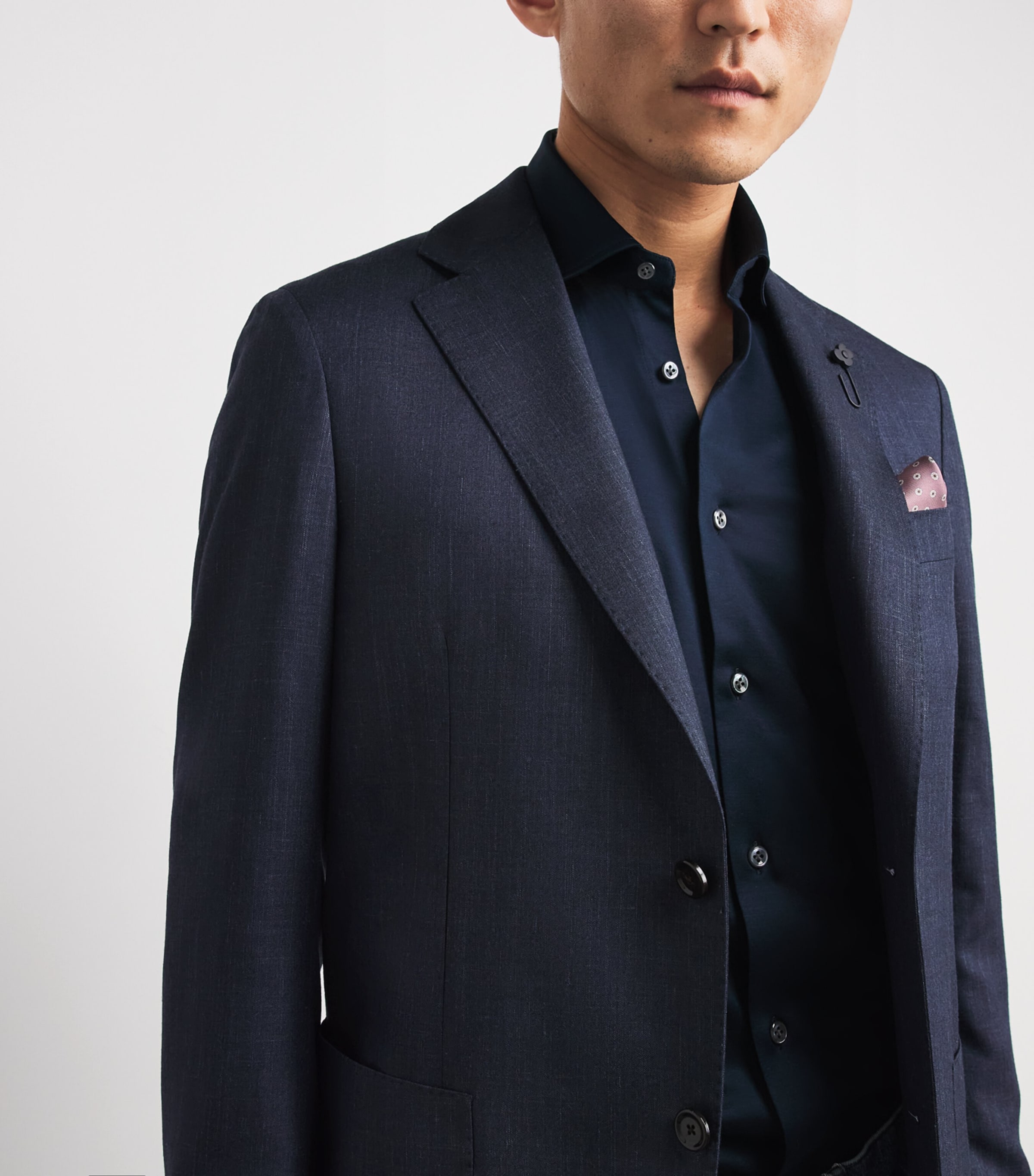 Lardini Mens Virgin Wool-Blend Blazer Navy Image 3