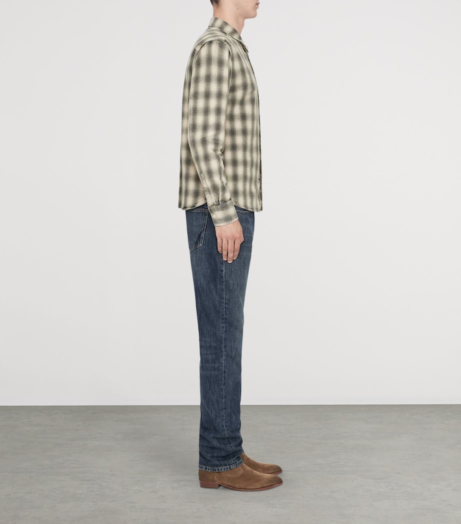 AllSaints Mens Bower Check Shirt Cloud Grey Image 6