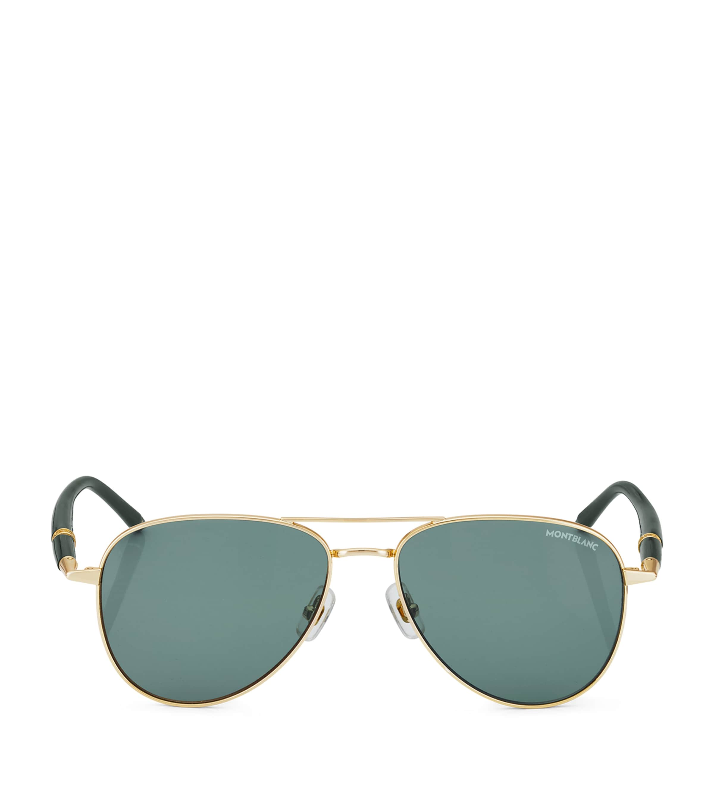 Montblanc Squared Aviator Sunglasses In Gold