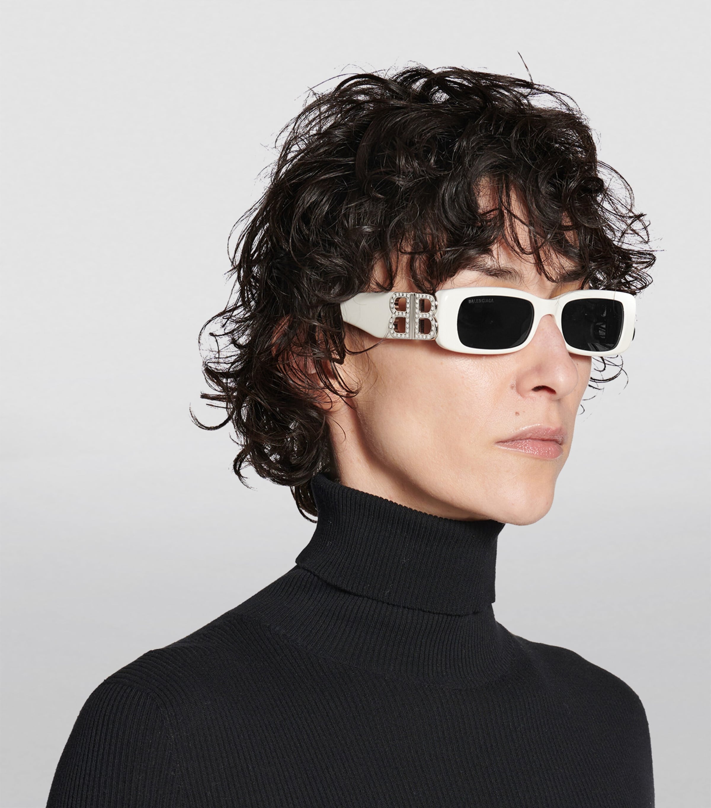 【 BALENCIAGA 】 Dynasty Rectangle サングラス Sunglasses Dynasty rectangular sunglasses in black - Balenciaga | Mytheresa