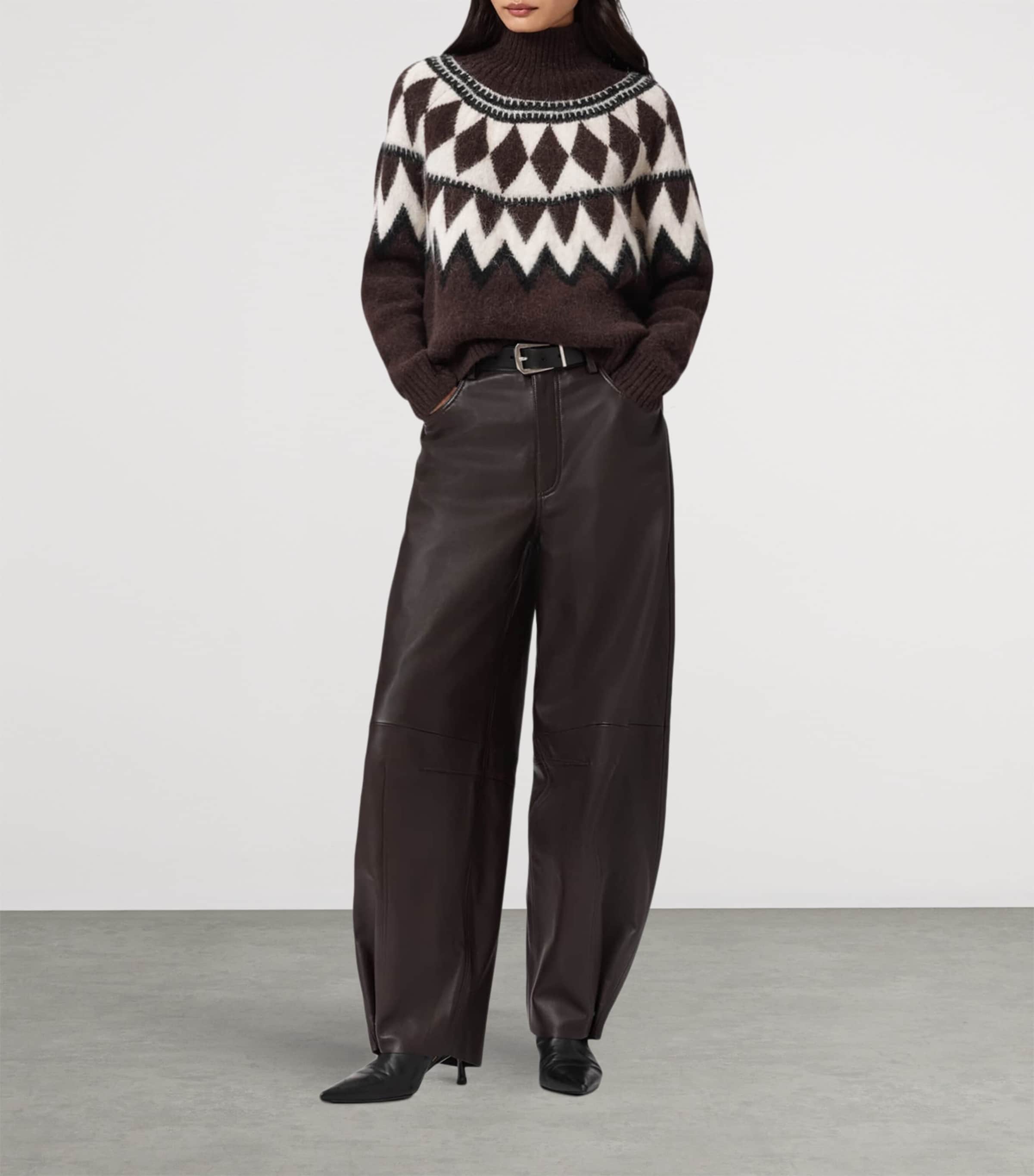 Wool-Blend Fair Isle Tara Sweater OXBLOOD RED Image 2