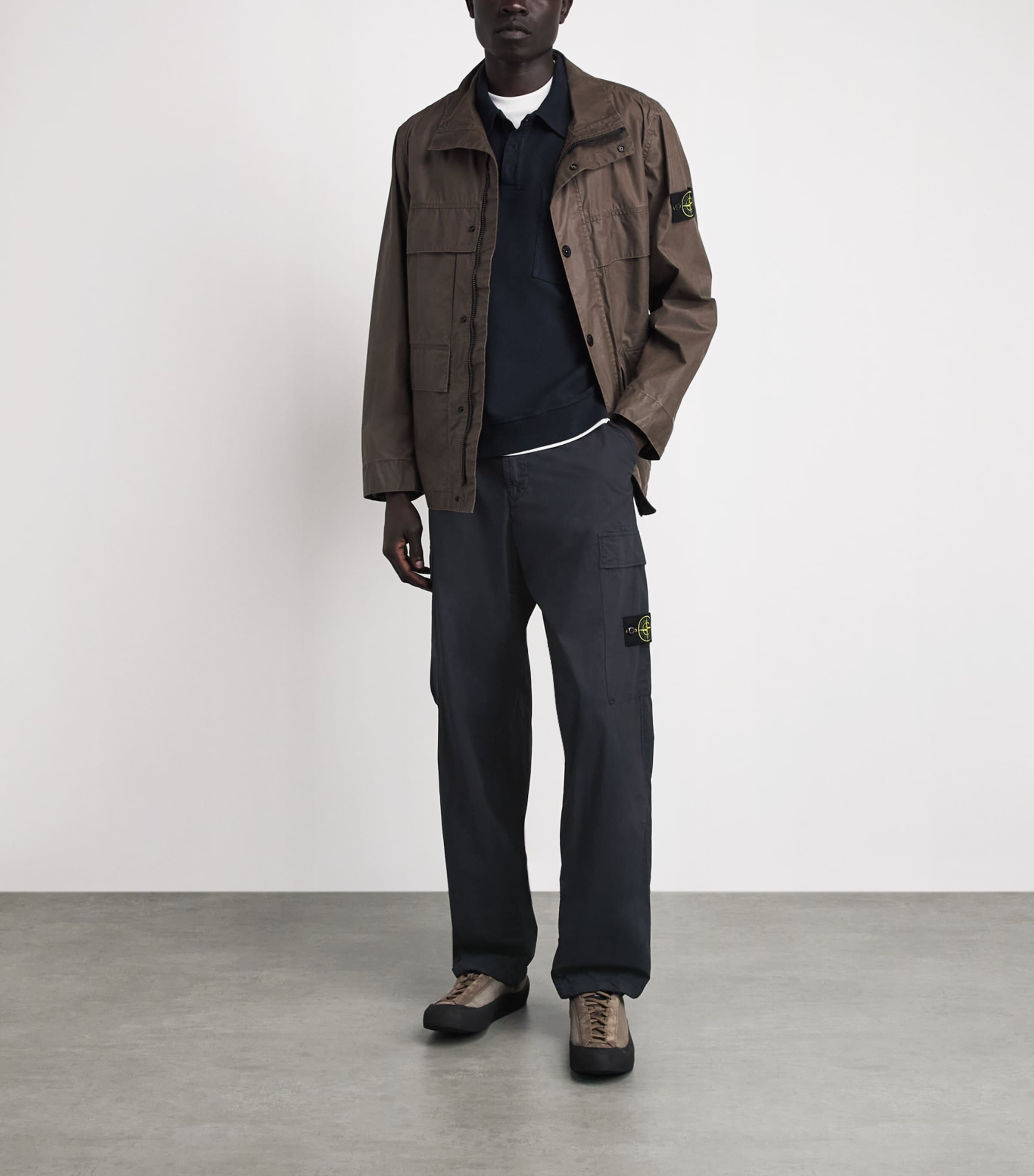 Stone Island Mens Stretch-Cotton Straight Cargo Trousers Image 2
