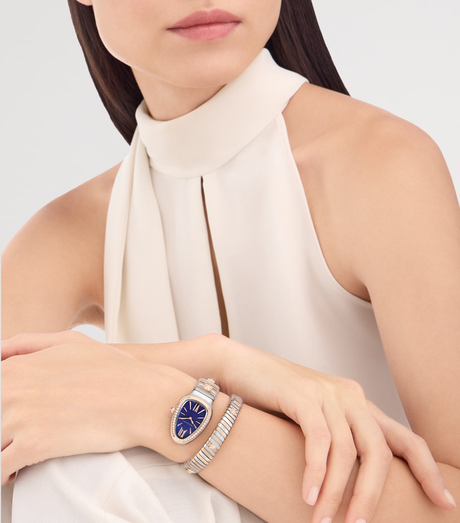 Bvlgari Large Rose Gold, Stainless Steel and Diamond Serpenti Tubogas Studs Watch 45mm Stones Image 5