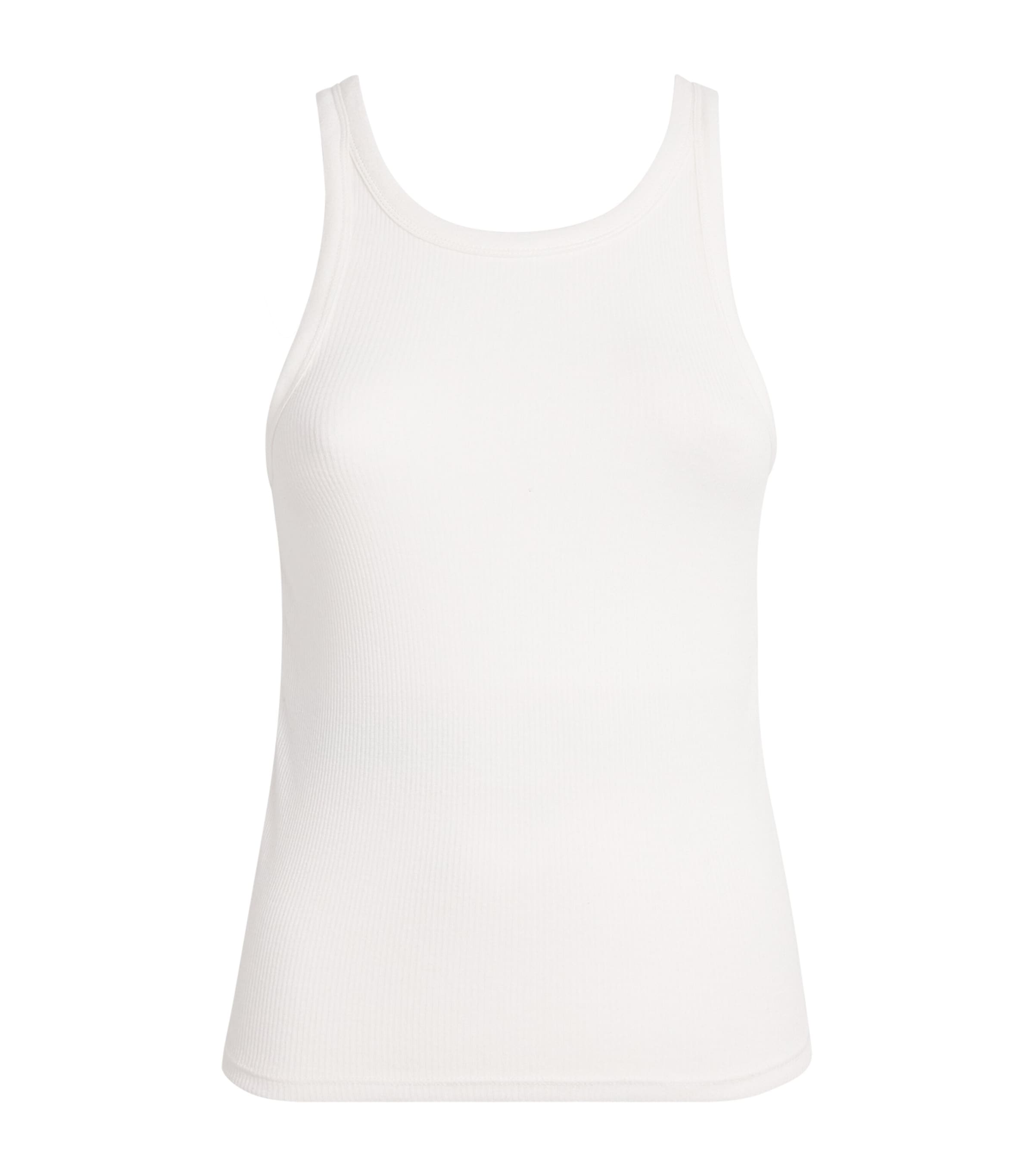 Skims Womens Semi-Sheer Ribbed Tank Top Snow Image 1