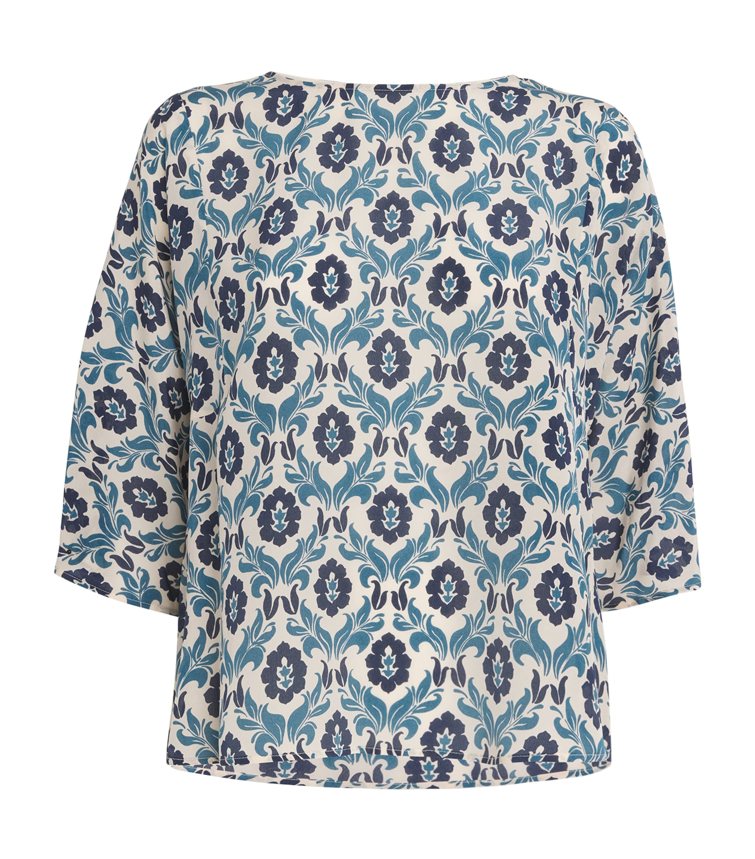 Shop Weekend Max Mara Silk Printed Blouse In Blue