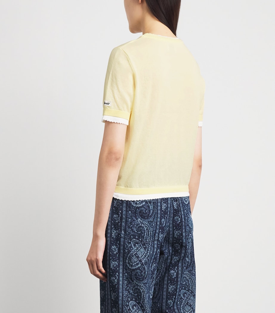 Claudie Pierlot Womens Scalloped Layered Sweater Vanilla Image 5