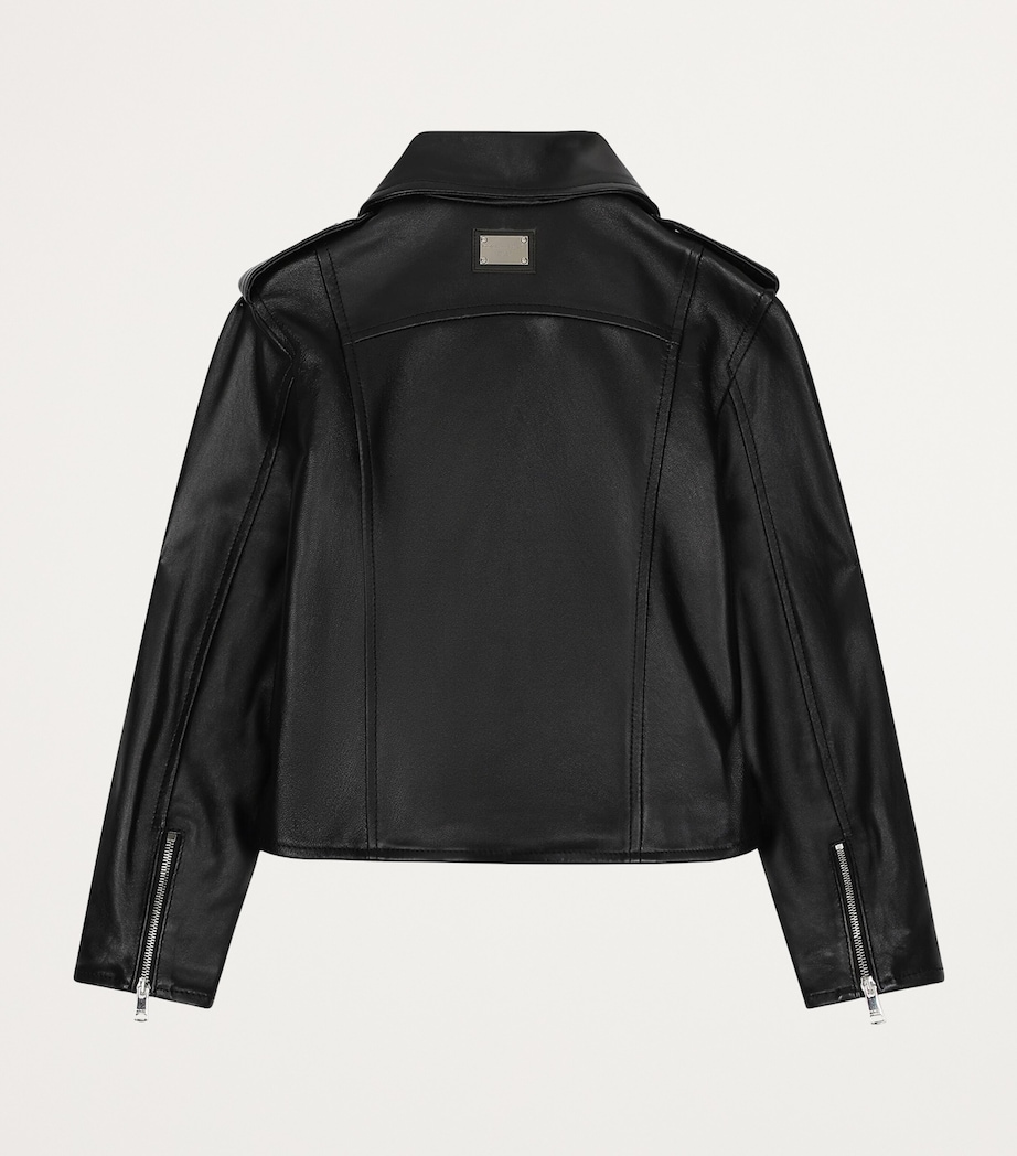 Leather Biker Jacket (8-12+ Years) N0000-BLACK Image 2