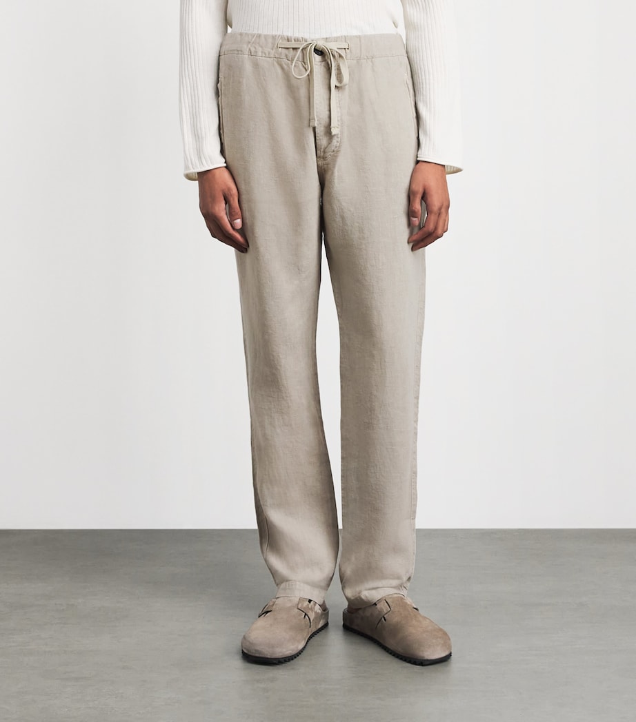 Citizens of Humanity Mens Linen Drawstring Straight Trousers Wheat Image 4