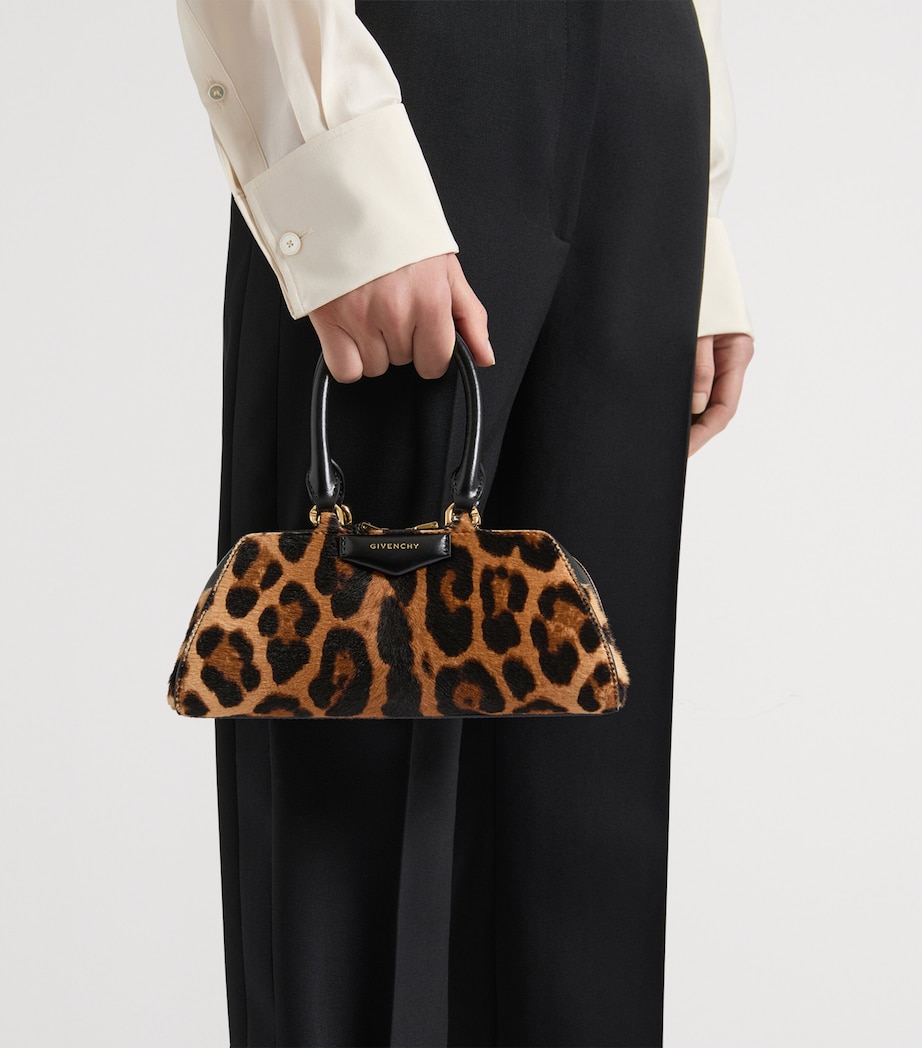 Mini Leather Antigona East-West Top-Handle Bag BLACK/BEIGE Image 3