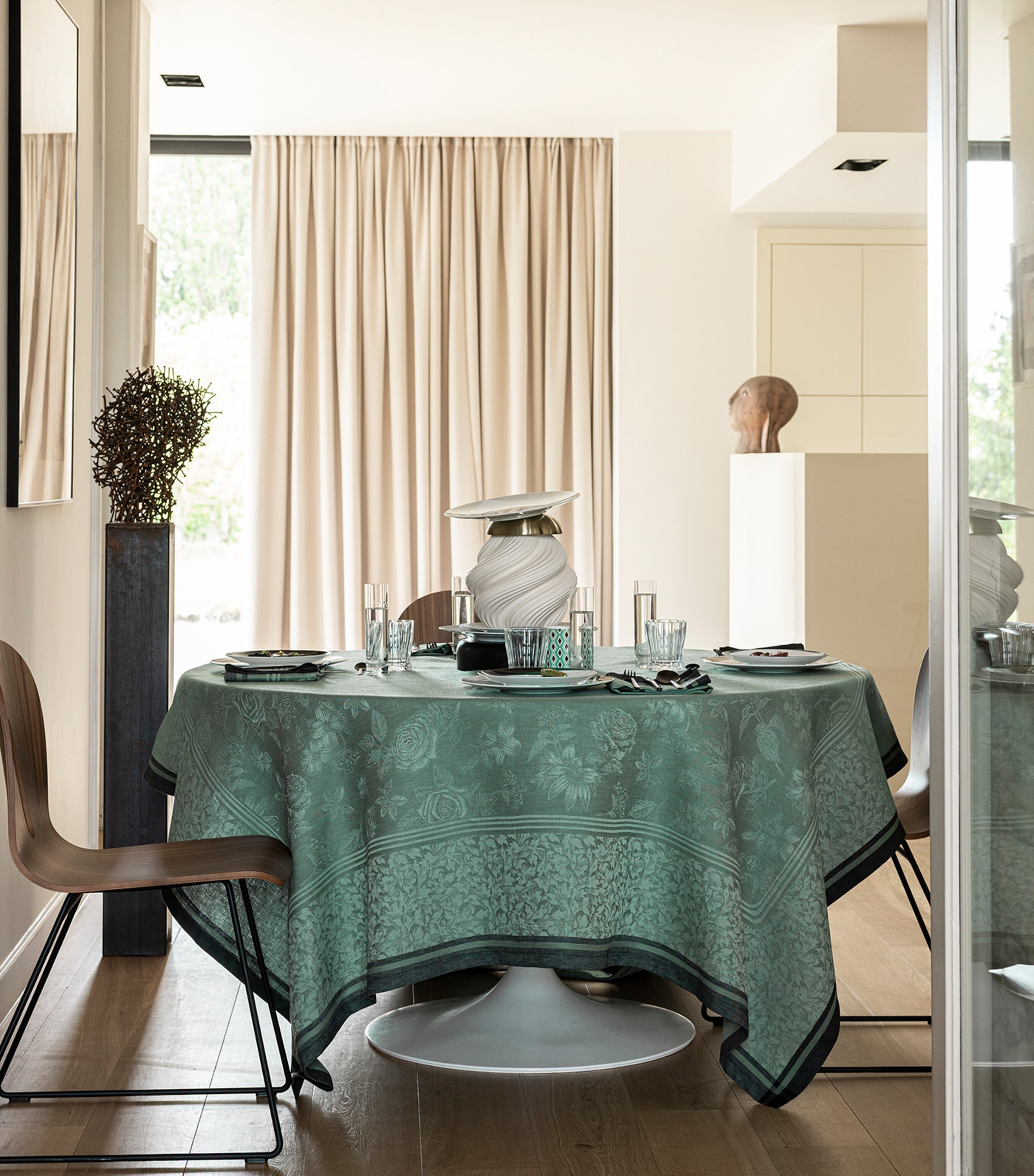 Linen Romance Tablecloth (175cm x 320cm) GREEN Image 2