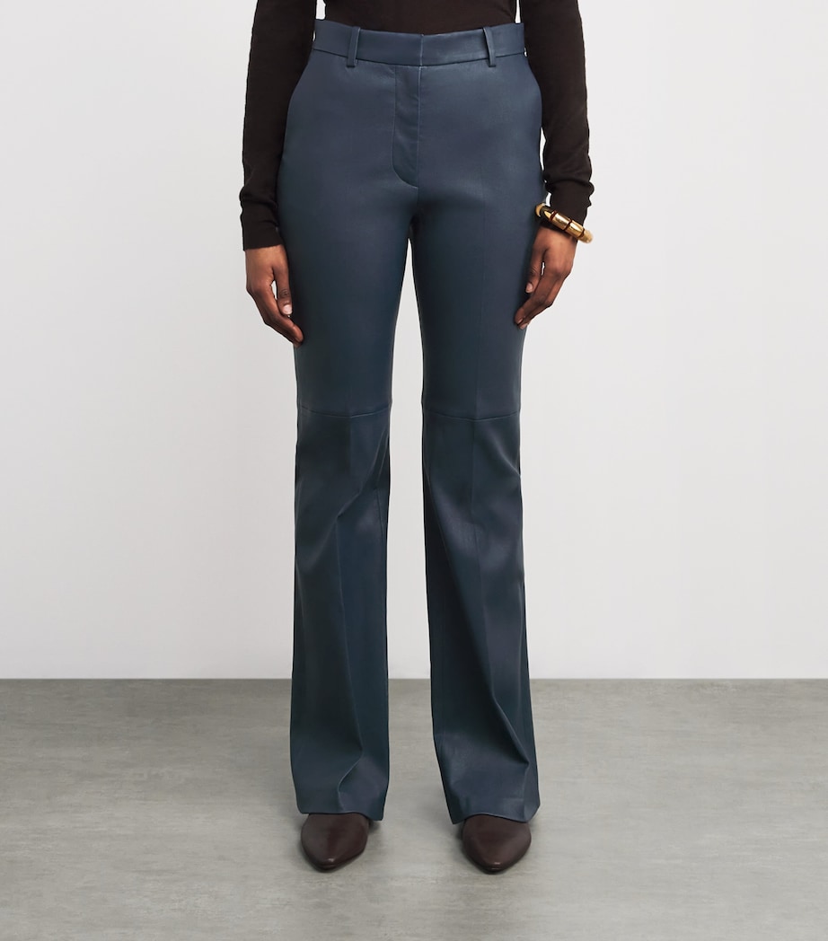 Leather Tafira Flared Trousers INDIGO Image 3
