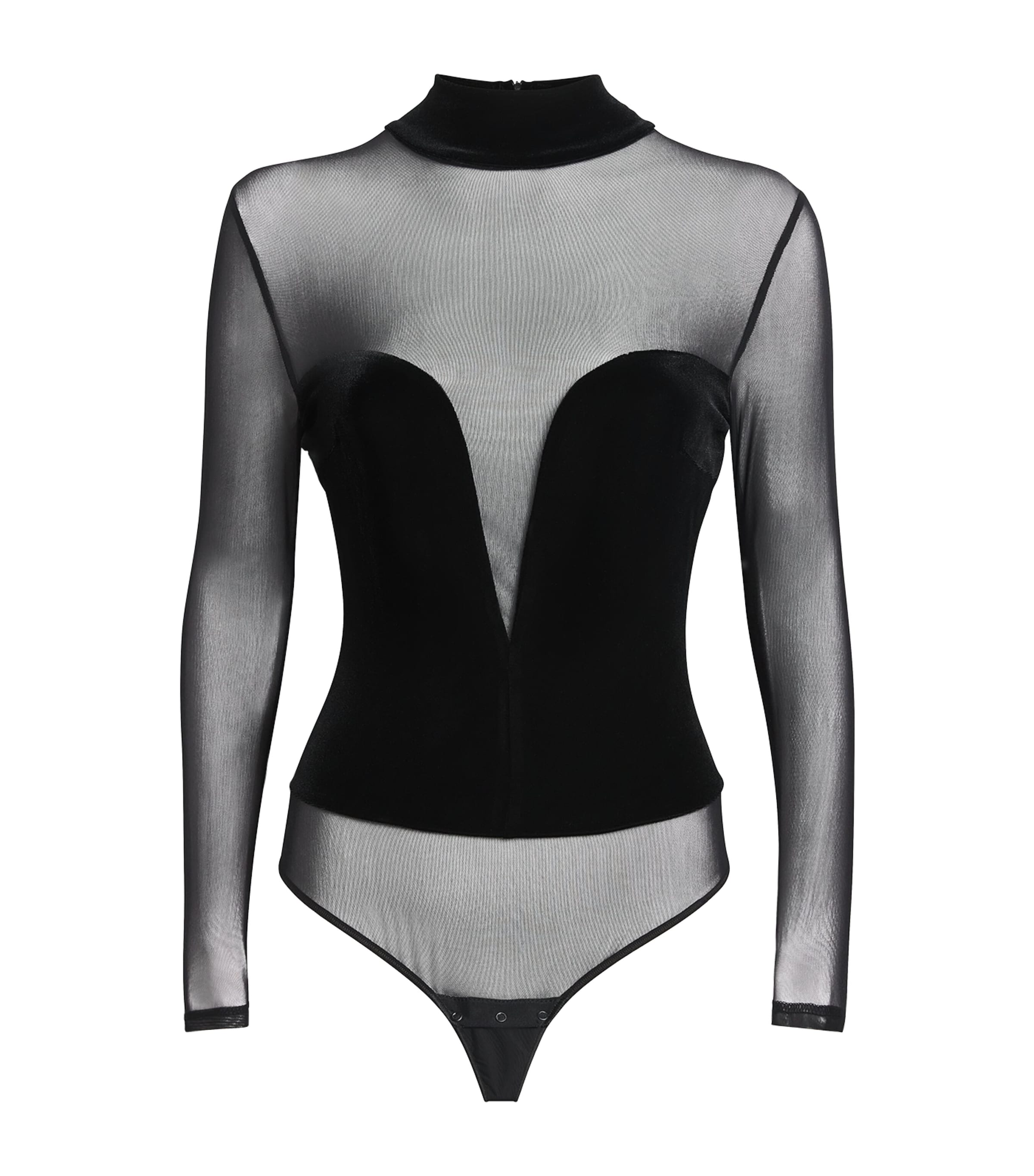 Undress Code Velvet-detail Rush Thong Bodysuit In Black