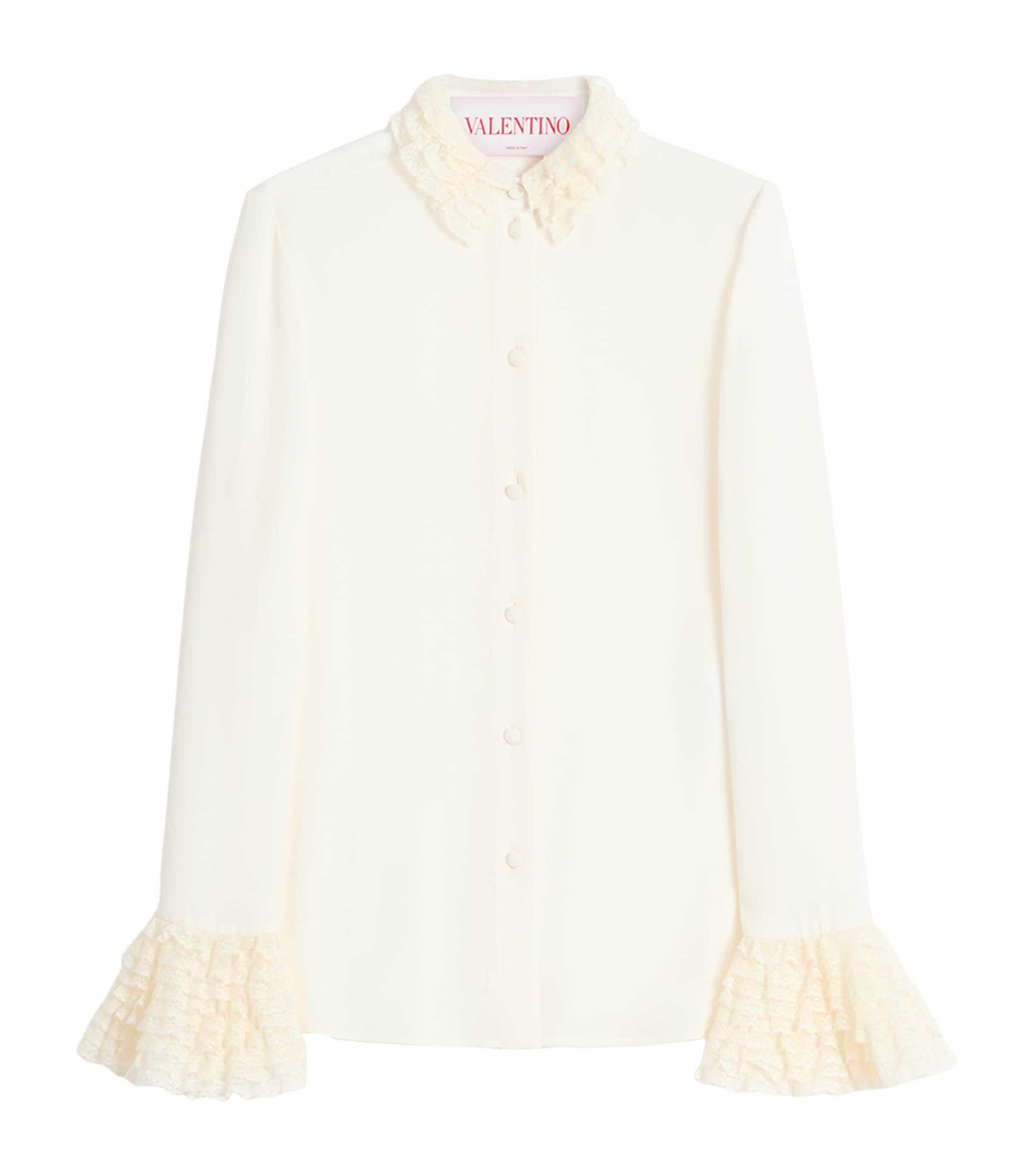 Valentino Ruffled Georgette Shirt In Ivory