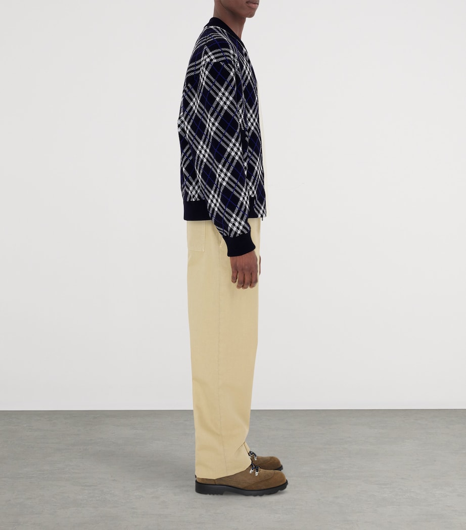 Wool-Blend Check Bomber Jacket INK IP CHK Image 3