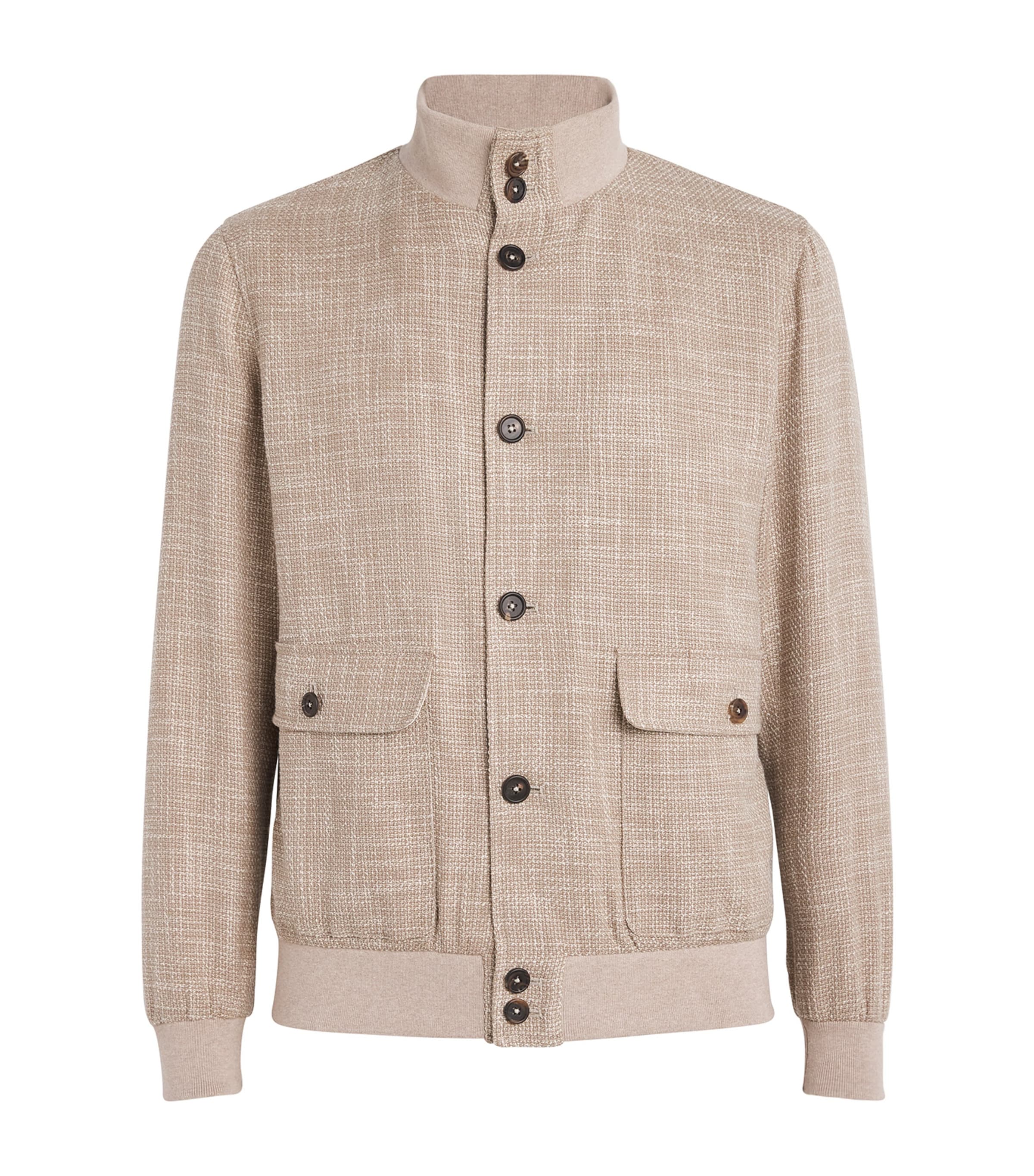 Fioroni Cashmere Wool-blend Bomber Jacket In Beige