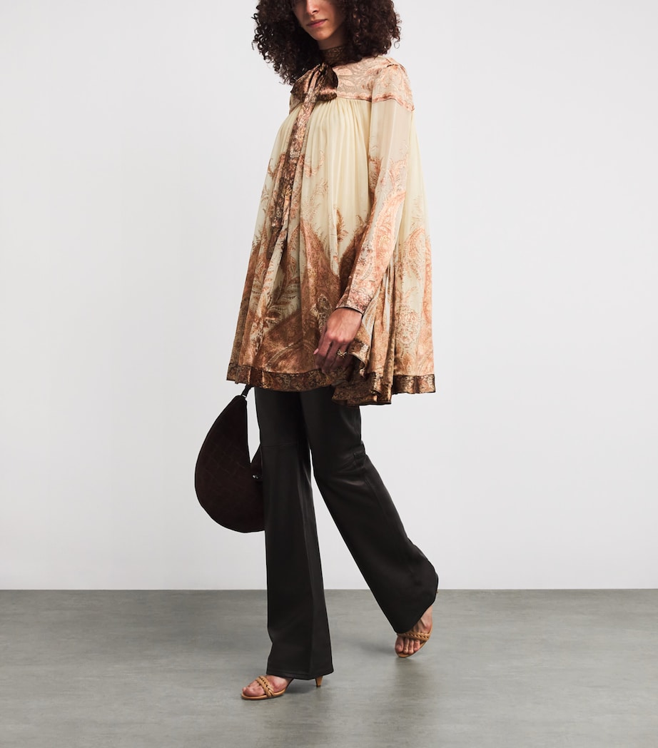 Printed Batwing Hypnotic Mini Dress CREAM PAISLEY Image 2