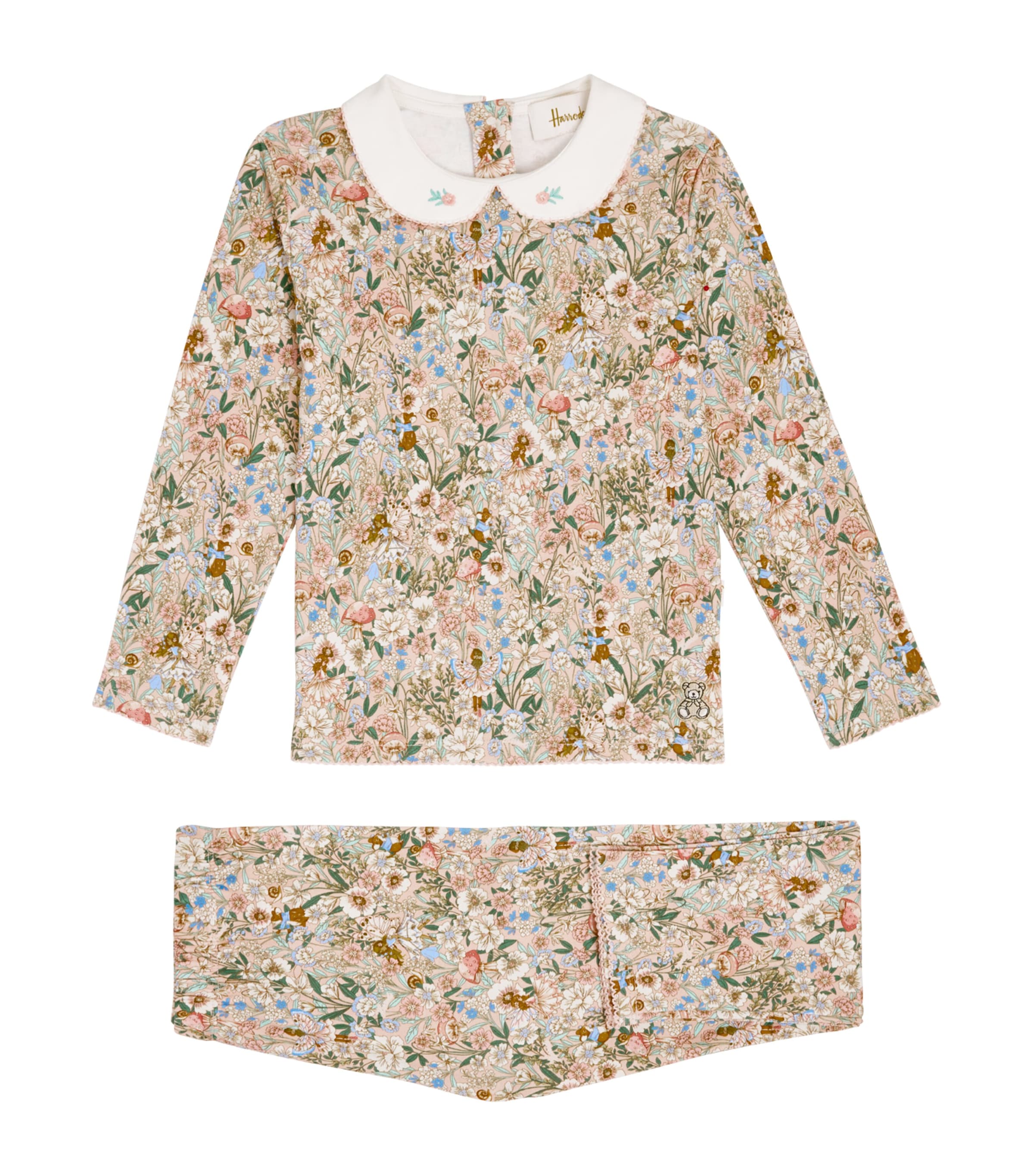 Harrods Pima Cotton Printed Pyjama Top and Bottoms Set (2-12 Years) Pink
