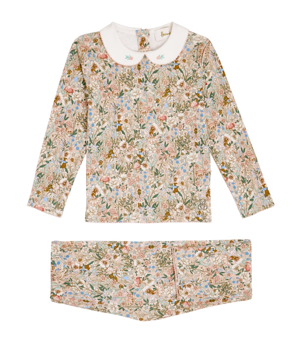 Harrods Pima Cotton Printed Pyjama Top and Bottoms Set (2-12 Years) Pink