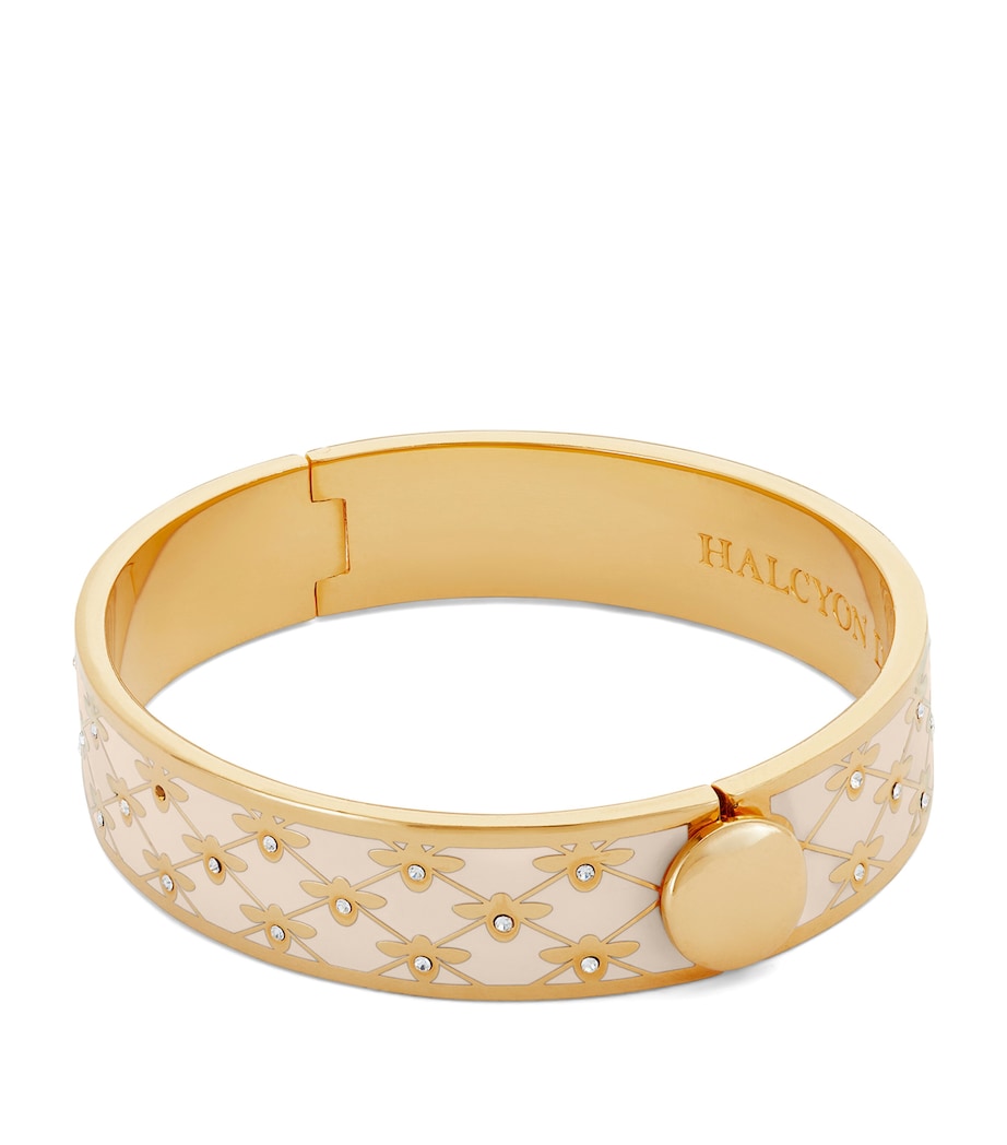 Halcyon Days Gold-Plated Enamel Bee Sparkle Bangle Cream/gold Image 2