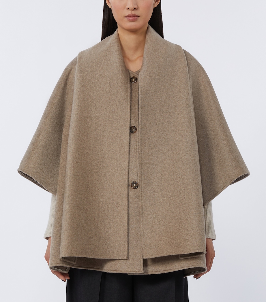 Max Mara Womens Cashmere Scarf Cape Tawny Bronze Brow Image 3