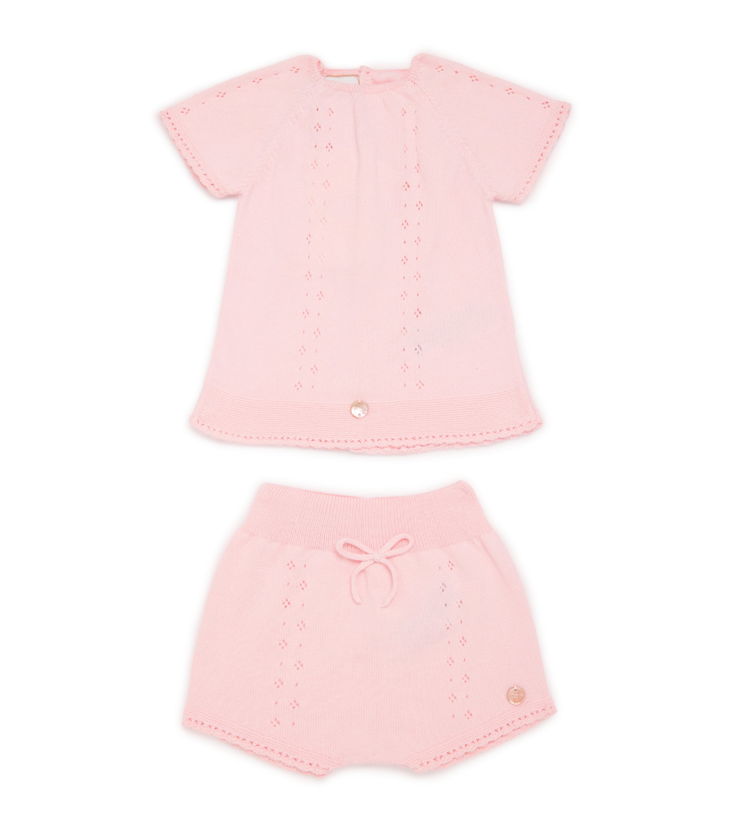Cotton Knitted Top and Bloomers Set (0-6 Months) 322 H82 PASTEL PINK Image 1