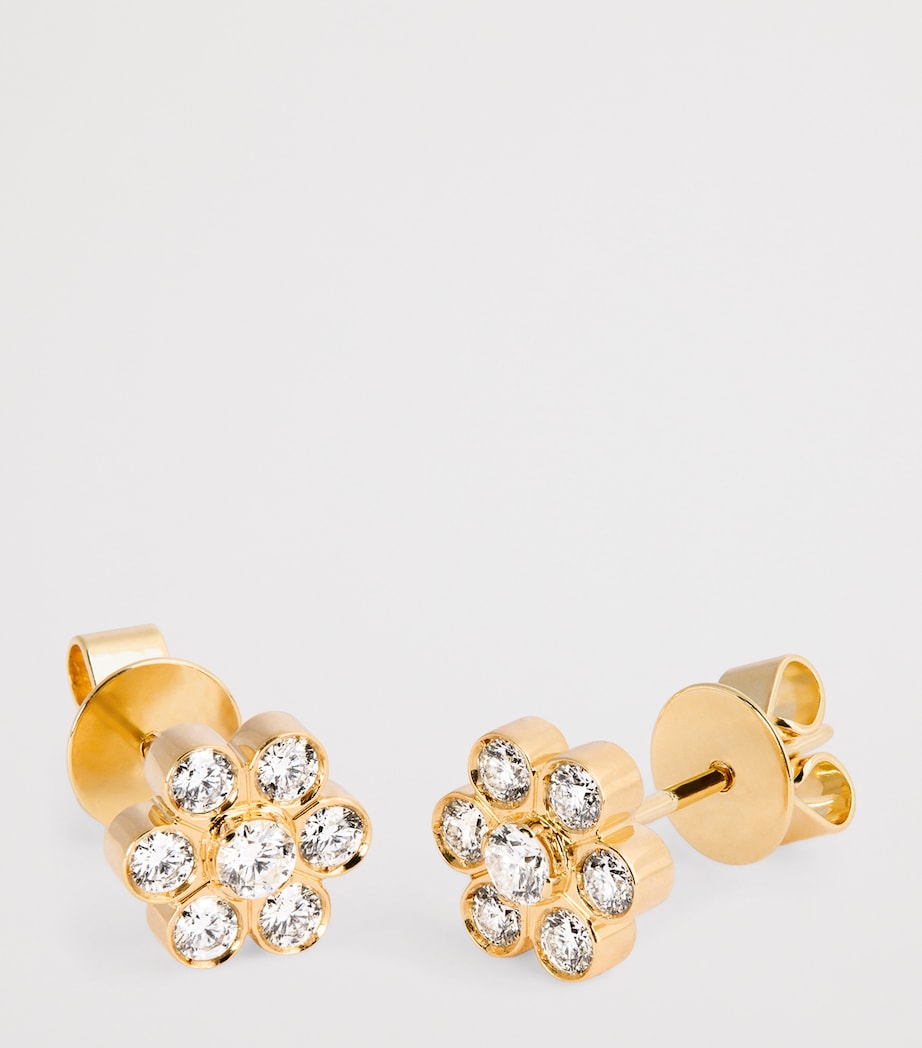 Yellow Gold and Diamond Fleur Stud Earrings YELLOW GOLD Image 5